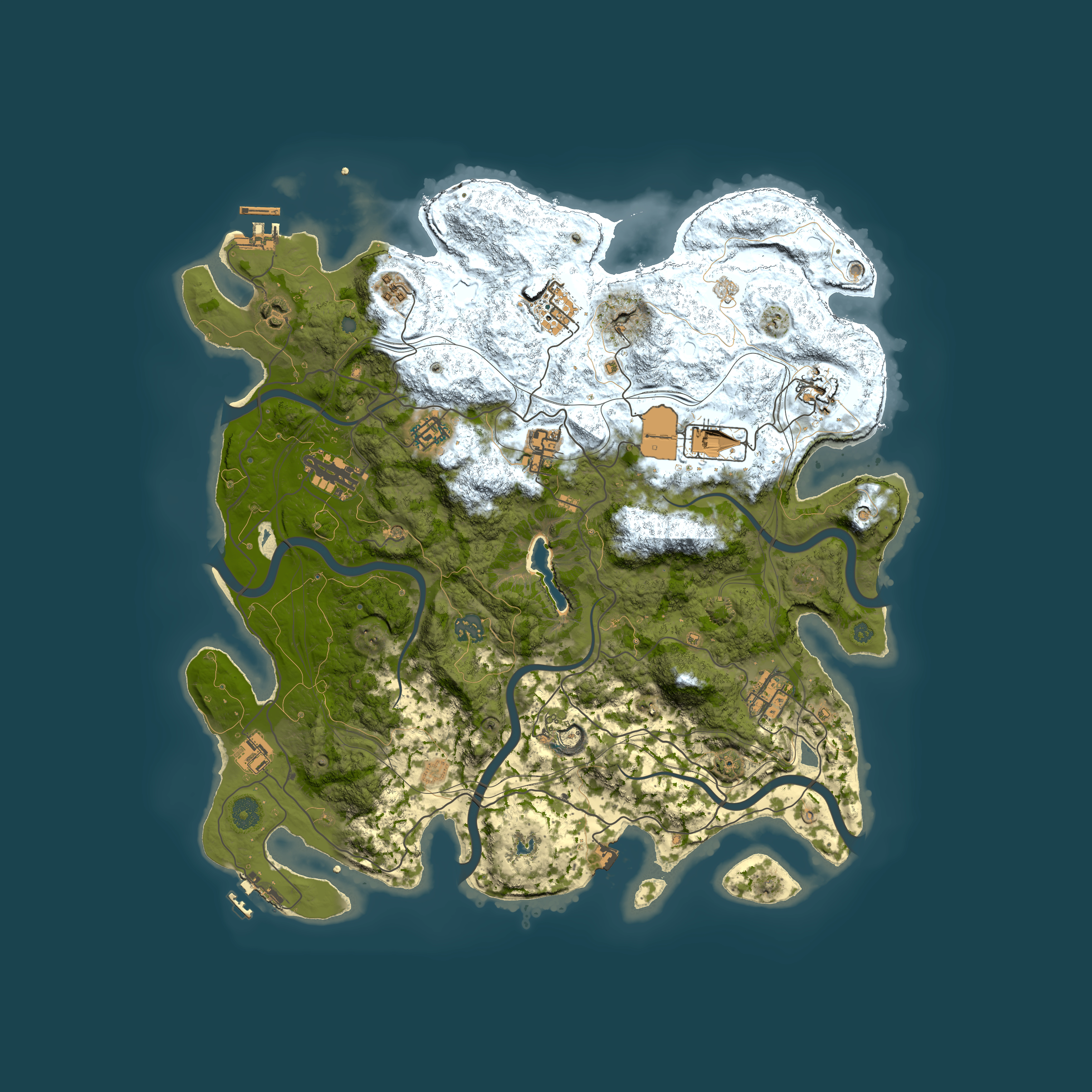 Full top-down render of Rust map seed 0, 4250x4250m