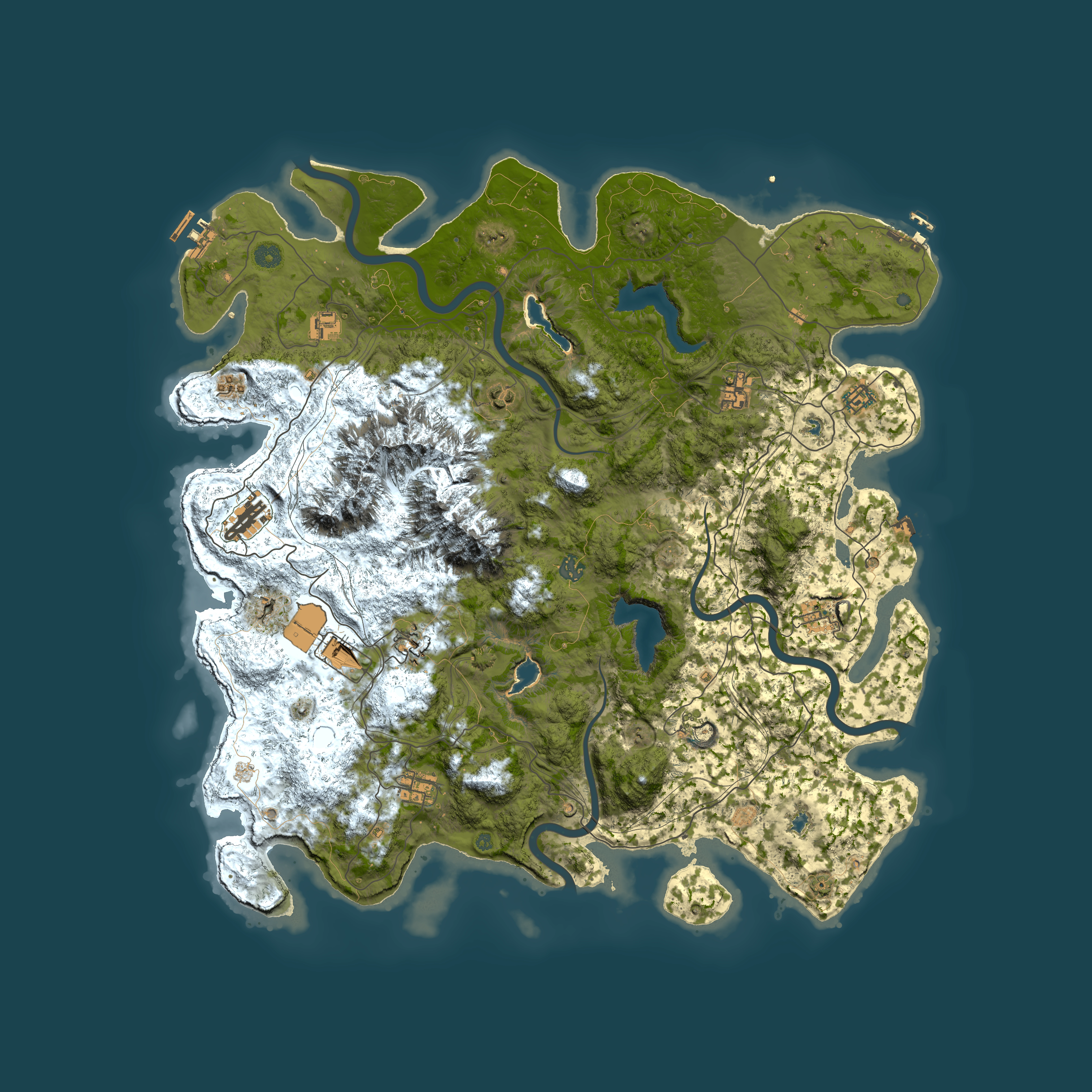Full top-down render of Rust map seed 966571123, 5000x5000m