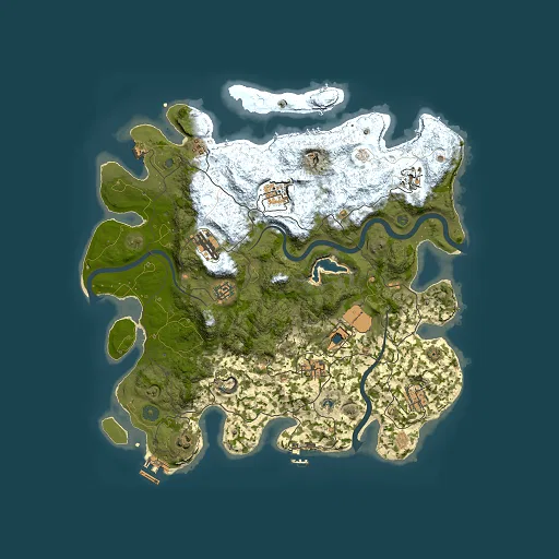 Rust map seed 1, 4000x4000m top-down preview