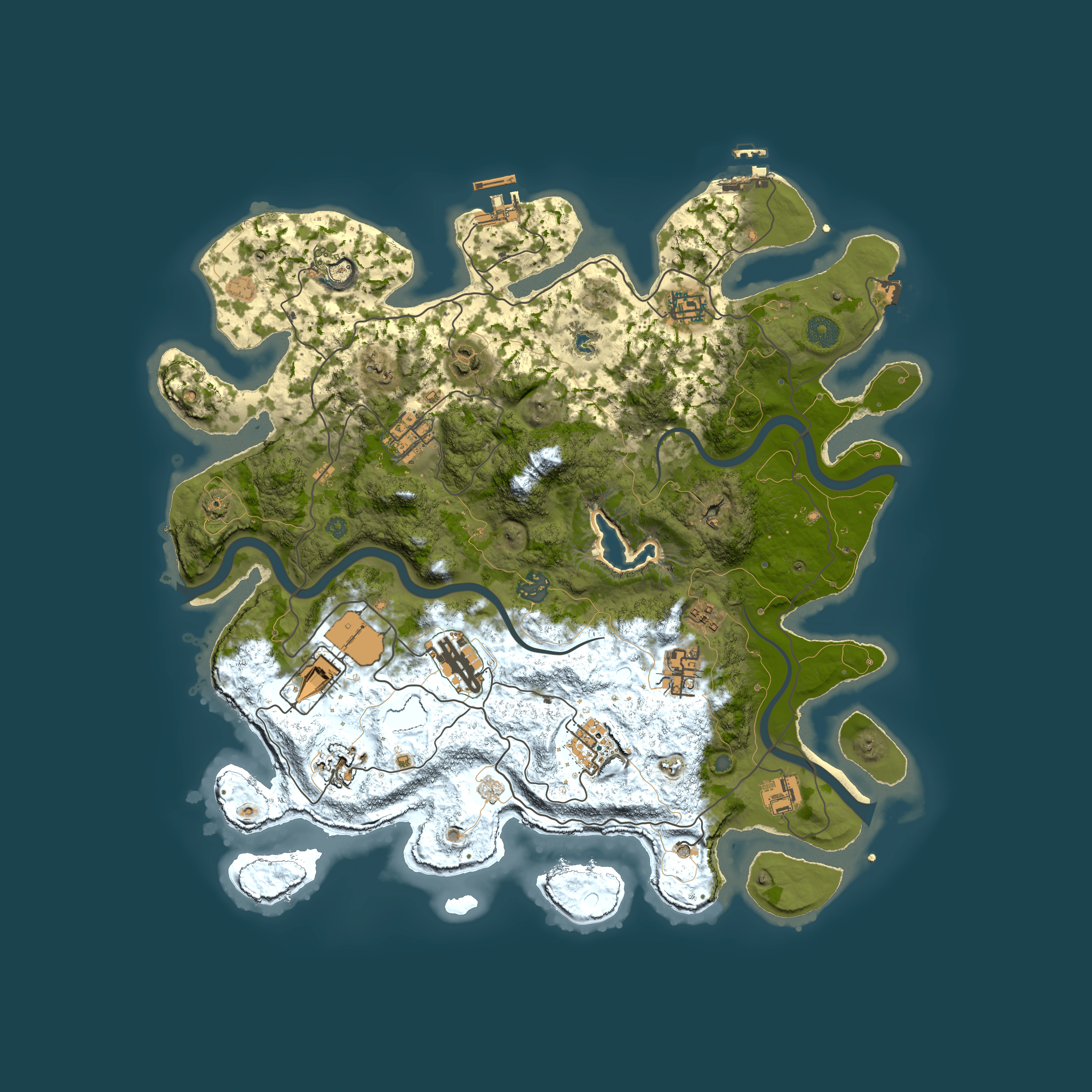 Full top-down render of Rust map seed 1842695260, 4000x4000m