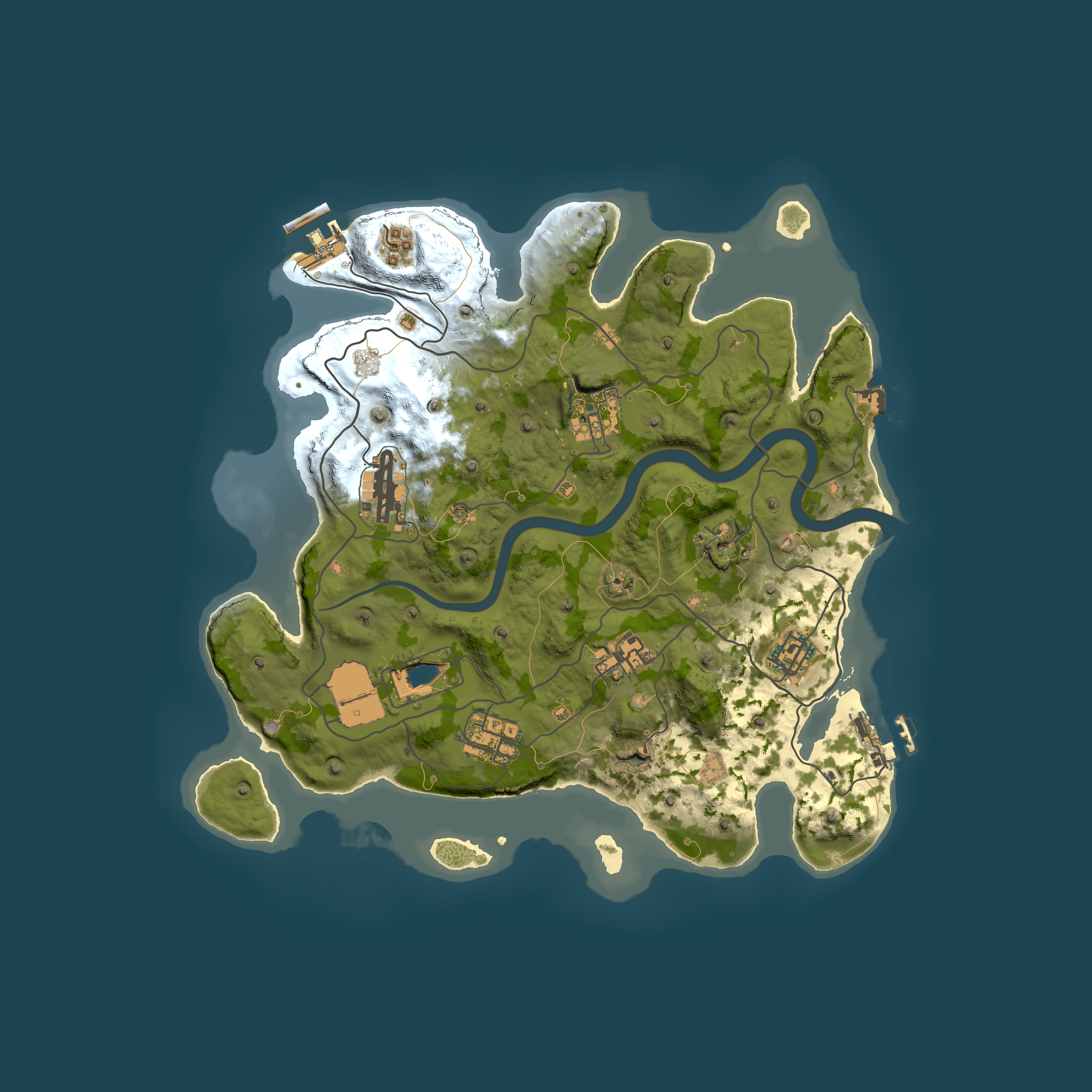 Full top-down render of Rust map seed 1337, 3351x3351m