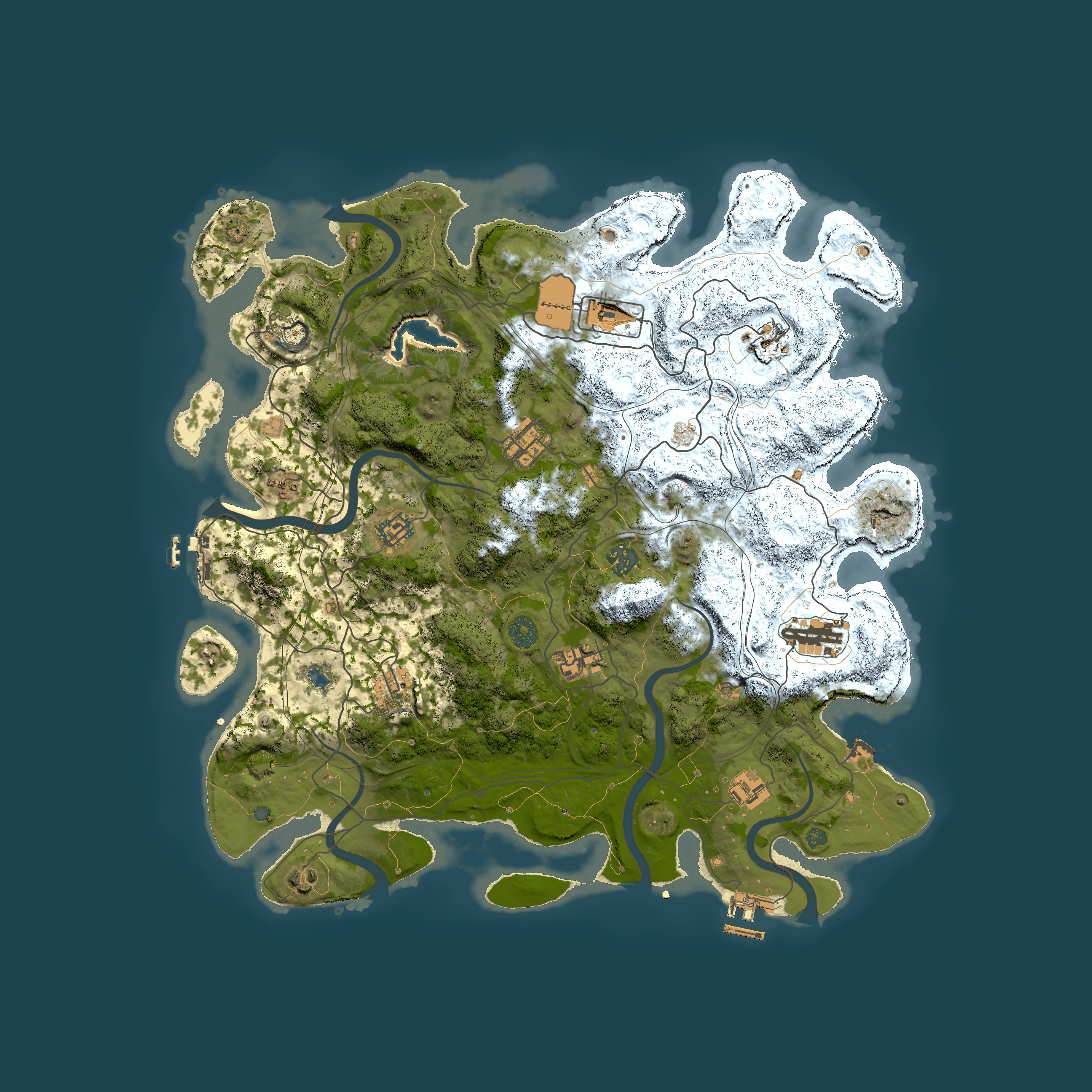 Full top-down render of Rust map seed 0, 4250x4250m