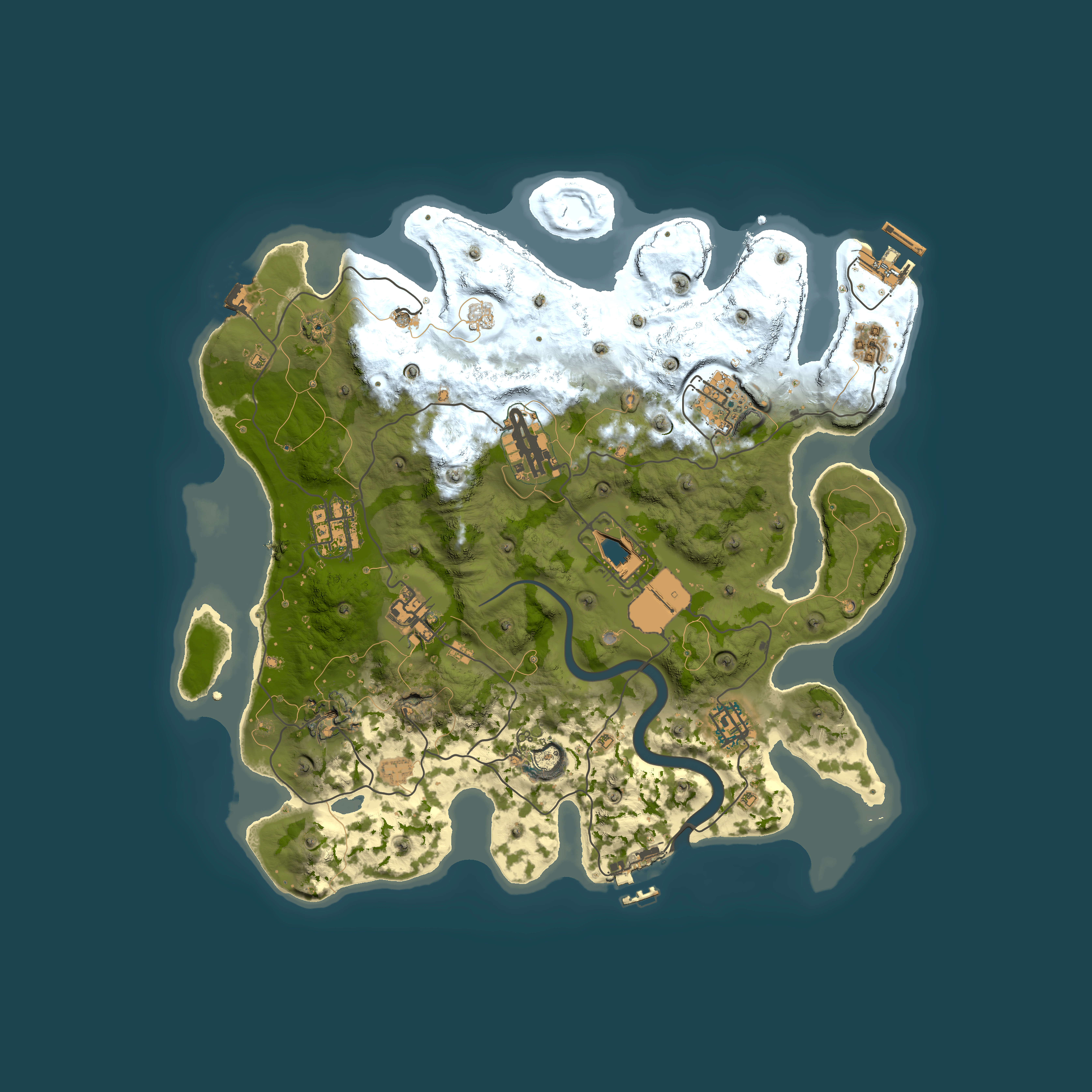 Full top-down render of Rust map seed 1337, 3451x3451m