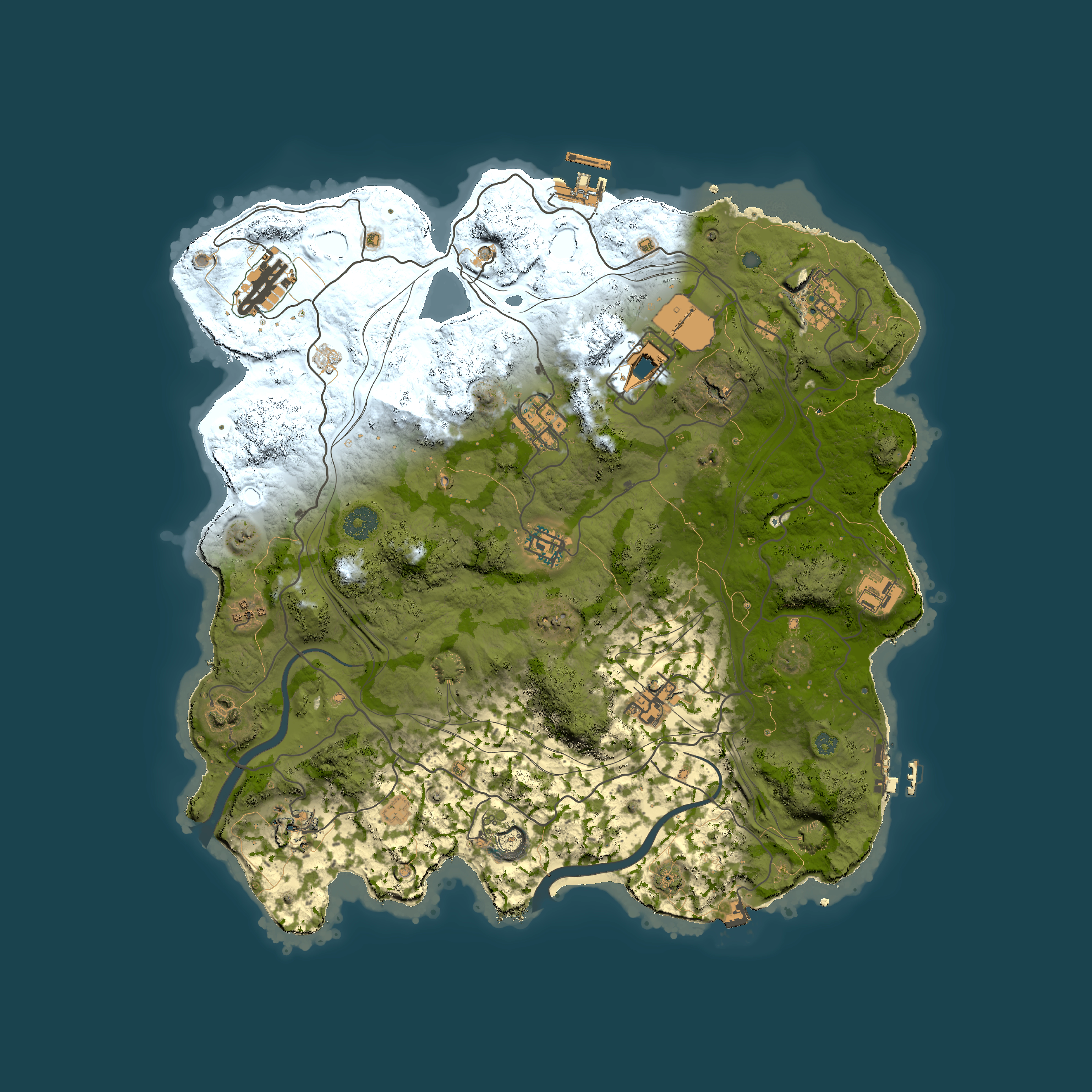 Full top-down render of Rust map seed 1863144129, 3750x3750m