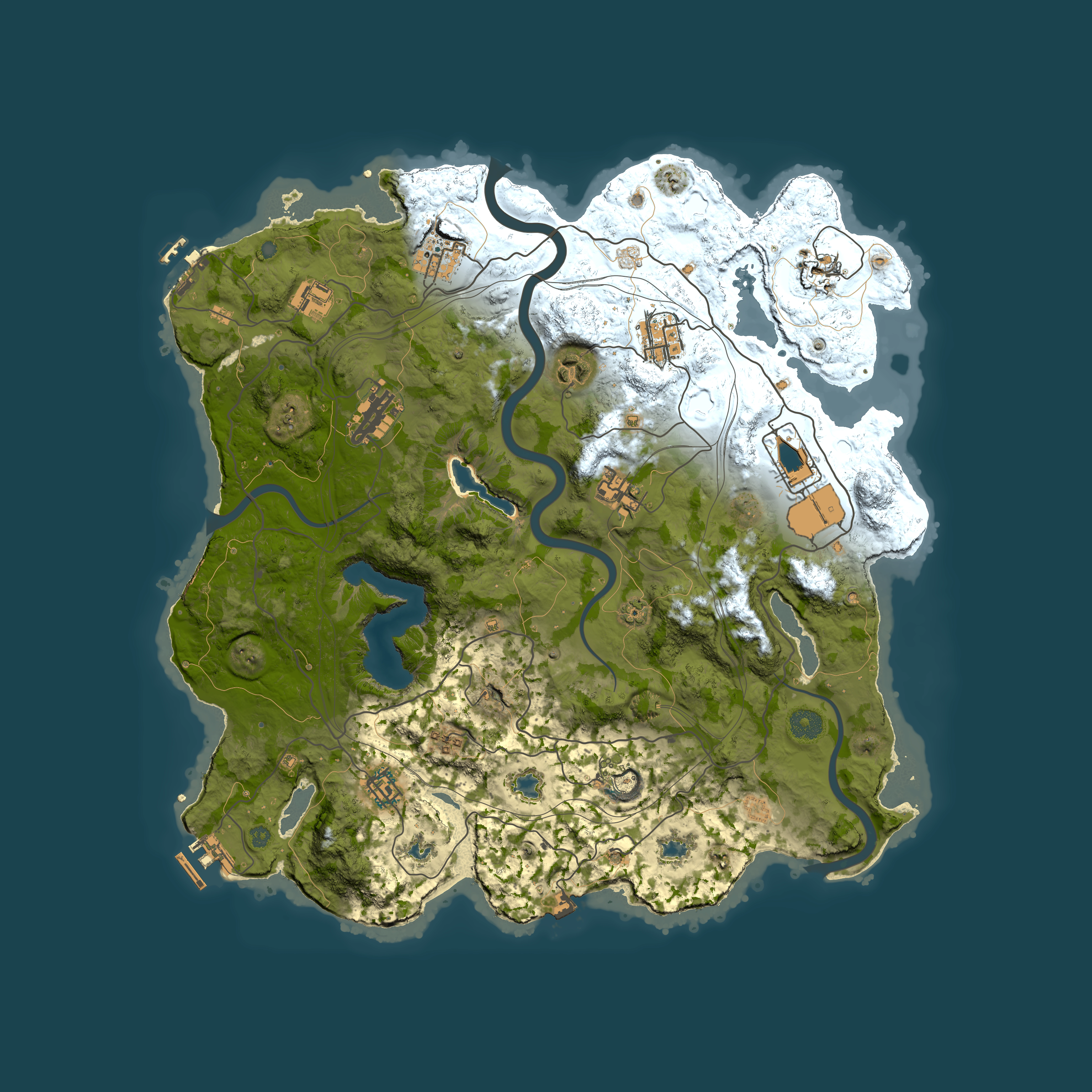 Full top-down render of Rust map seed 1634642796, 4000x4000m