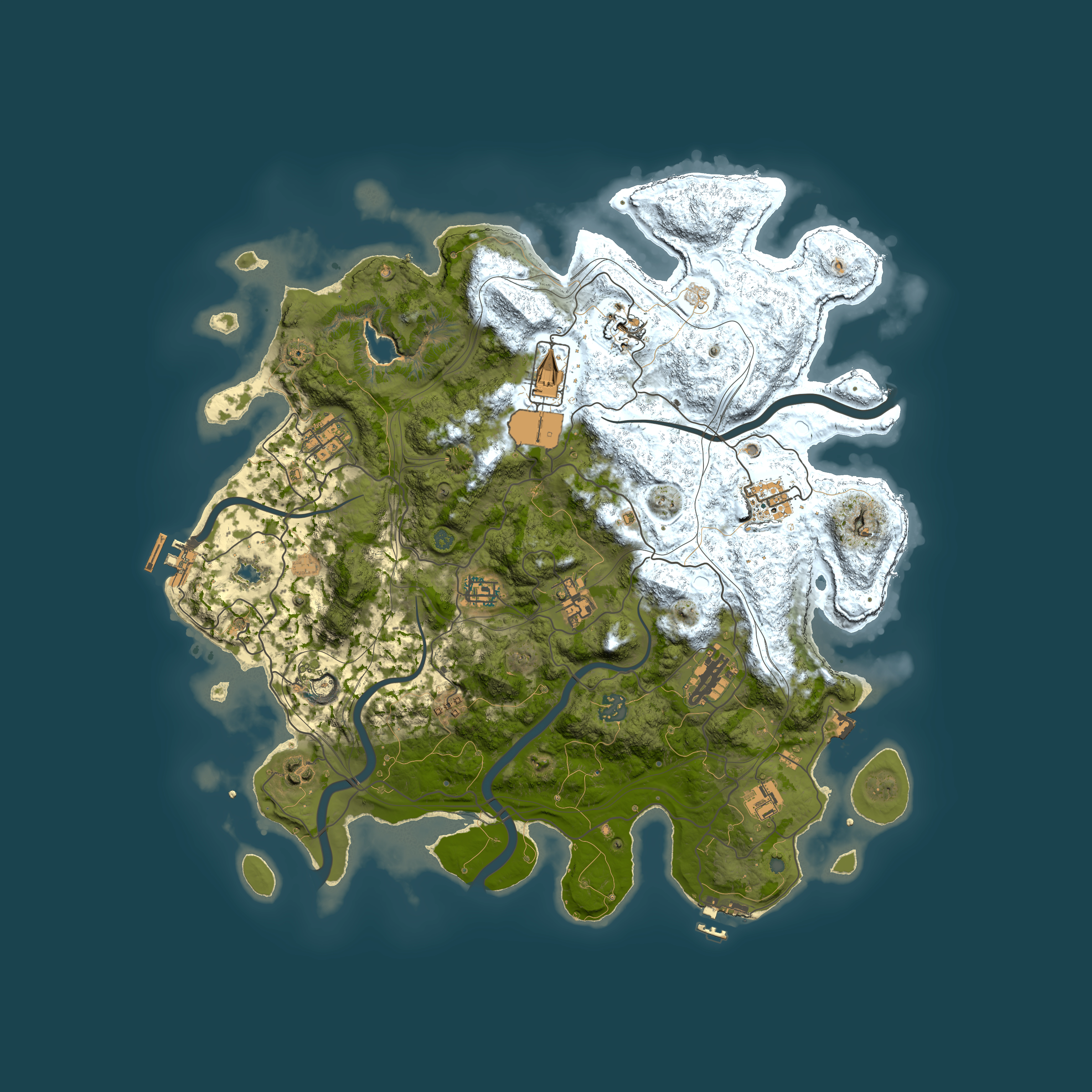 Full top-down render of Rust map seed 0, 4250x4250m