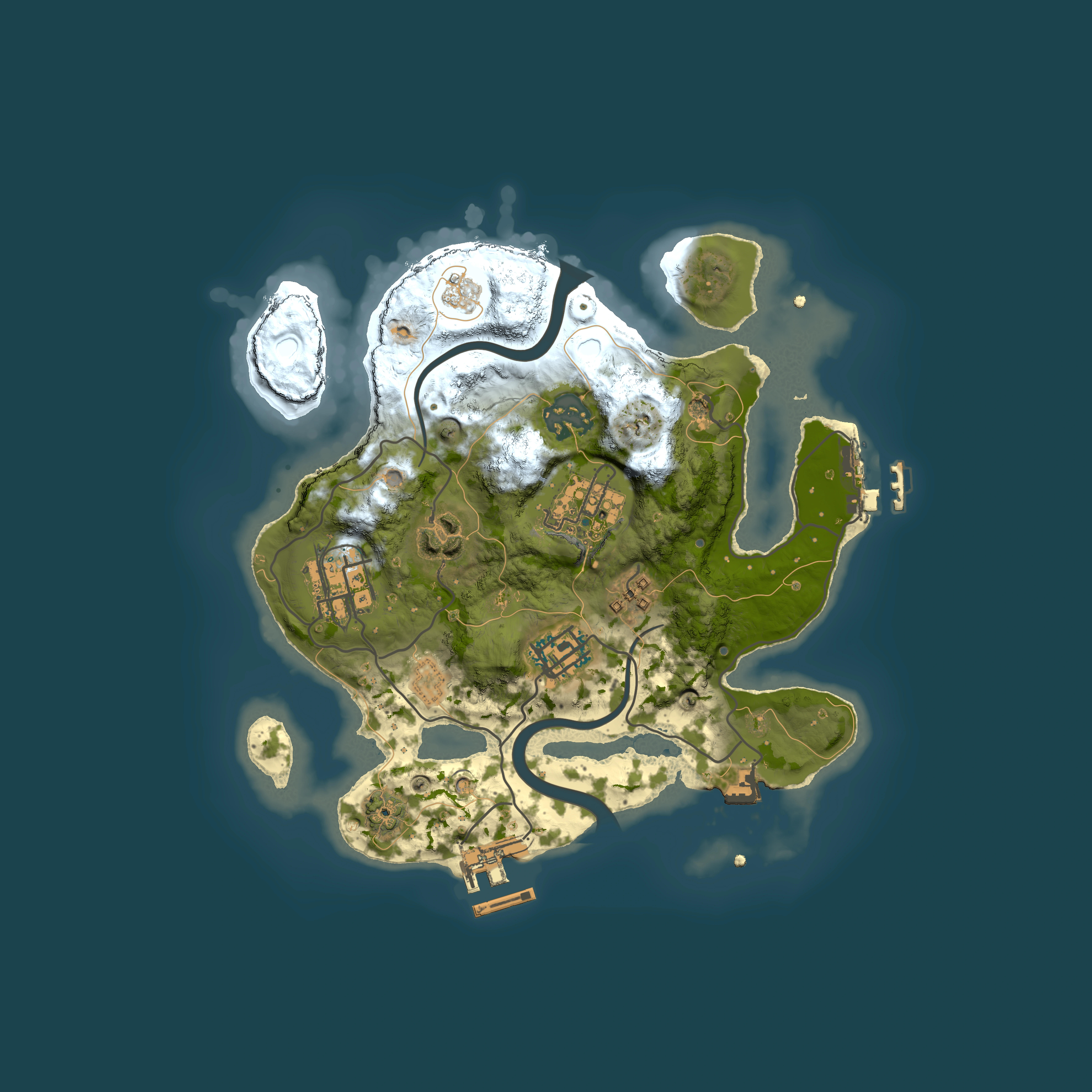 Full top-down render of Rust map seed 821381942, 2500x2500m