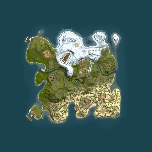 Rust map seed 0, 3000x3000m top-down preview