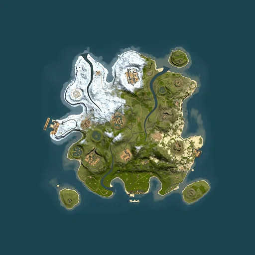Rust map seed 0, 3000x3000m top-down preview