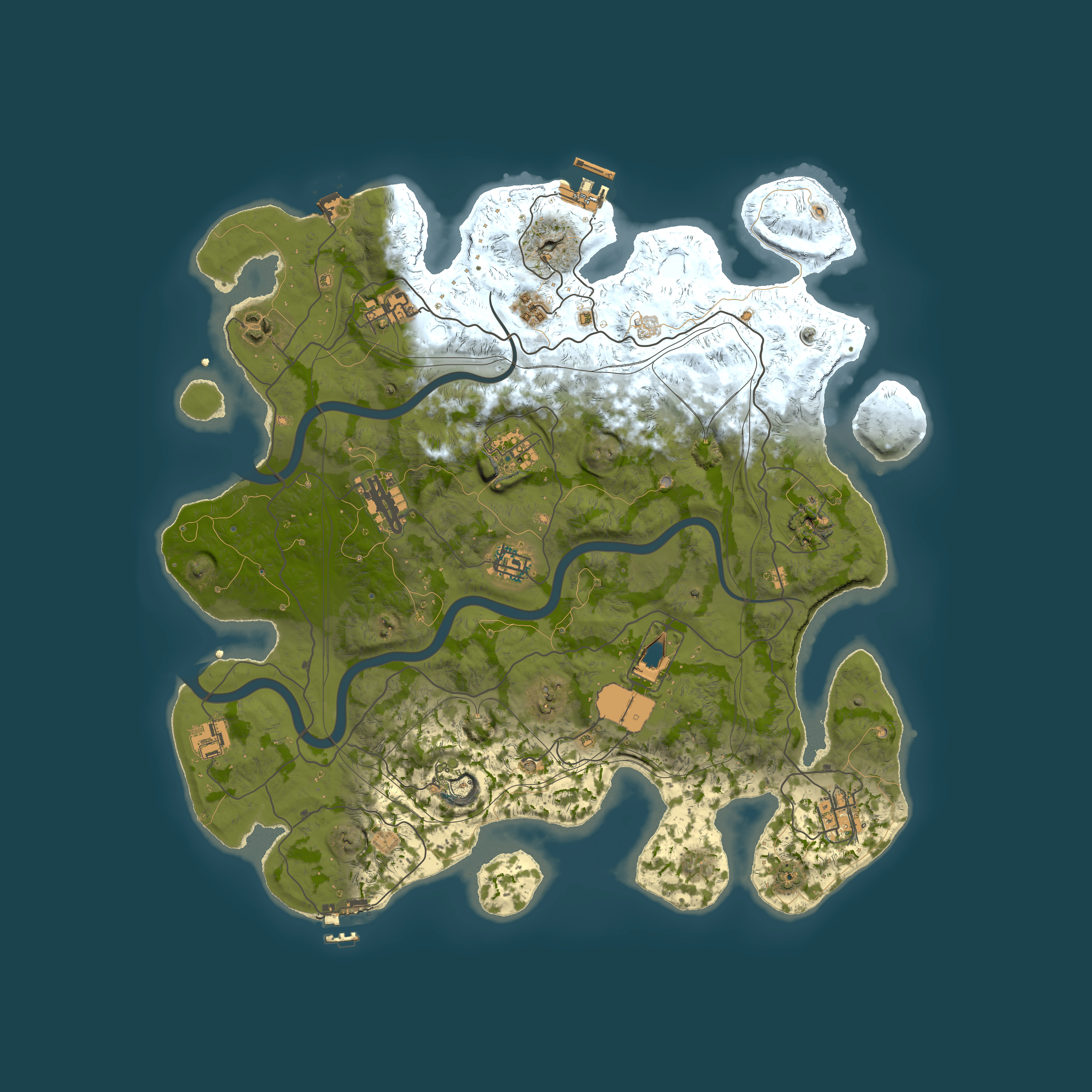 Full top-down render of Rust map seed 1112022, 4000x4000m