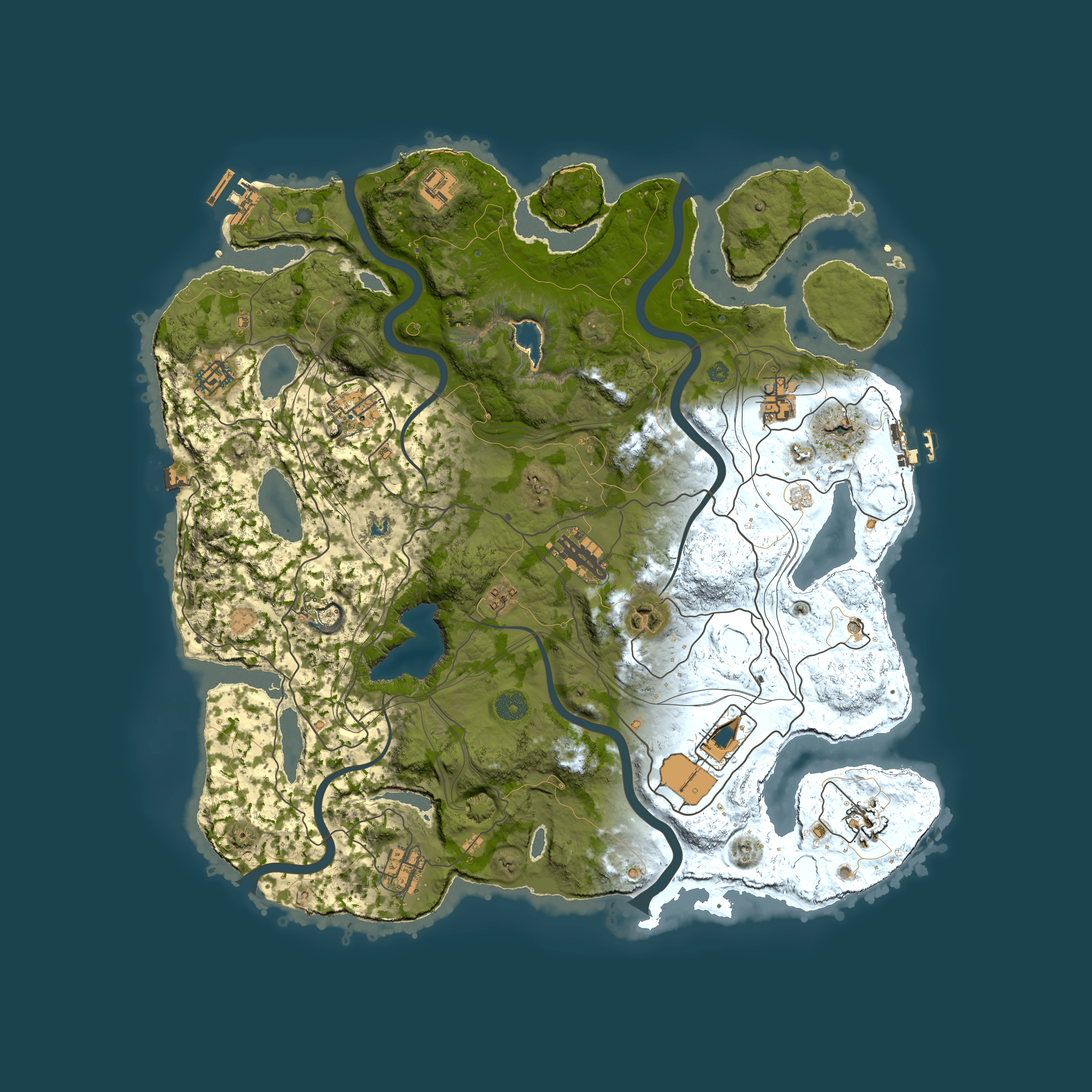 Full top-down render of Rust map seed 4738, 4250x4250m