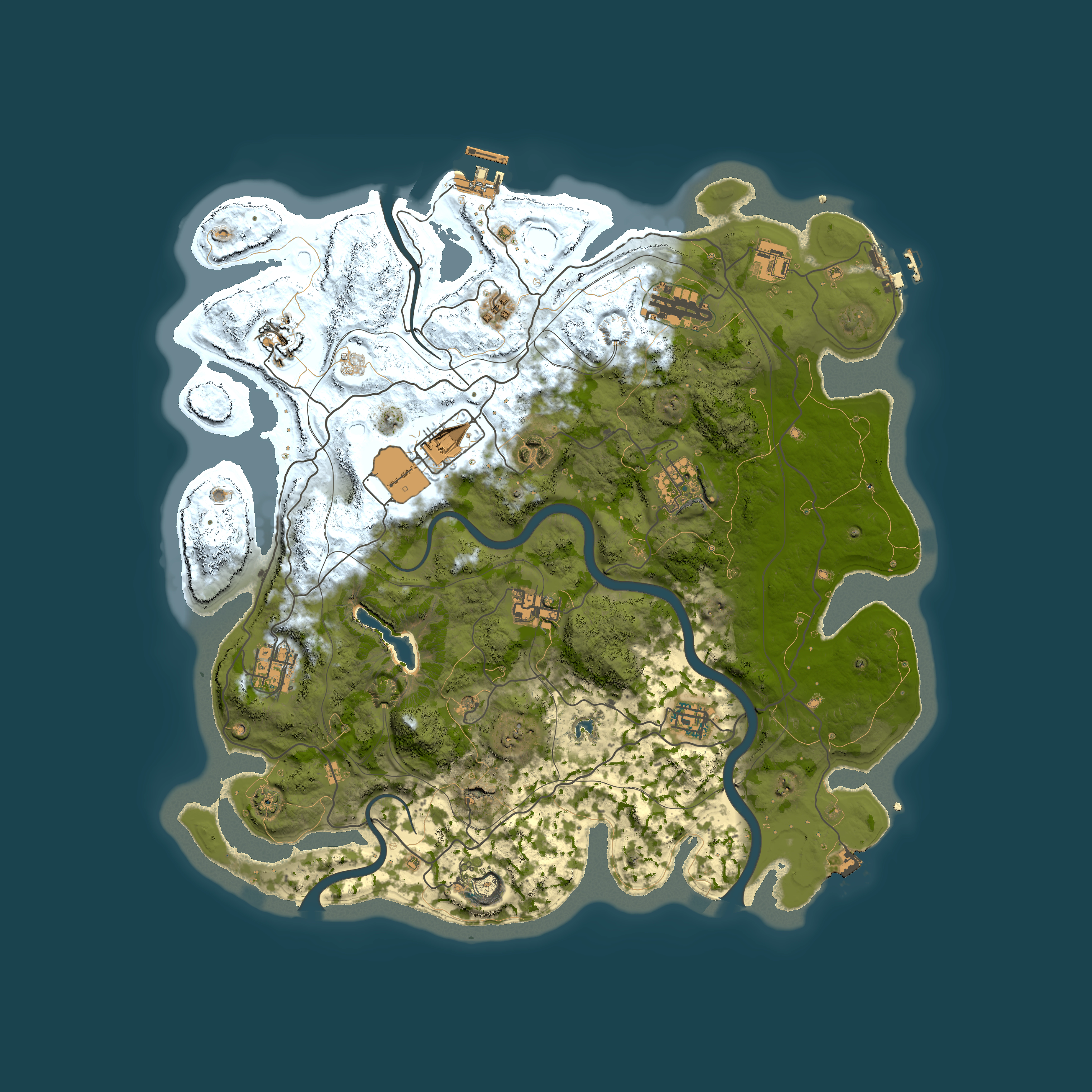 Full top-down render of Rust map seed 1337, 4000x4000m