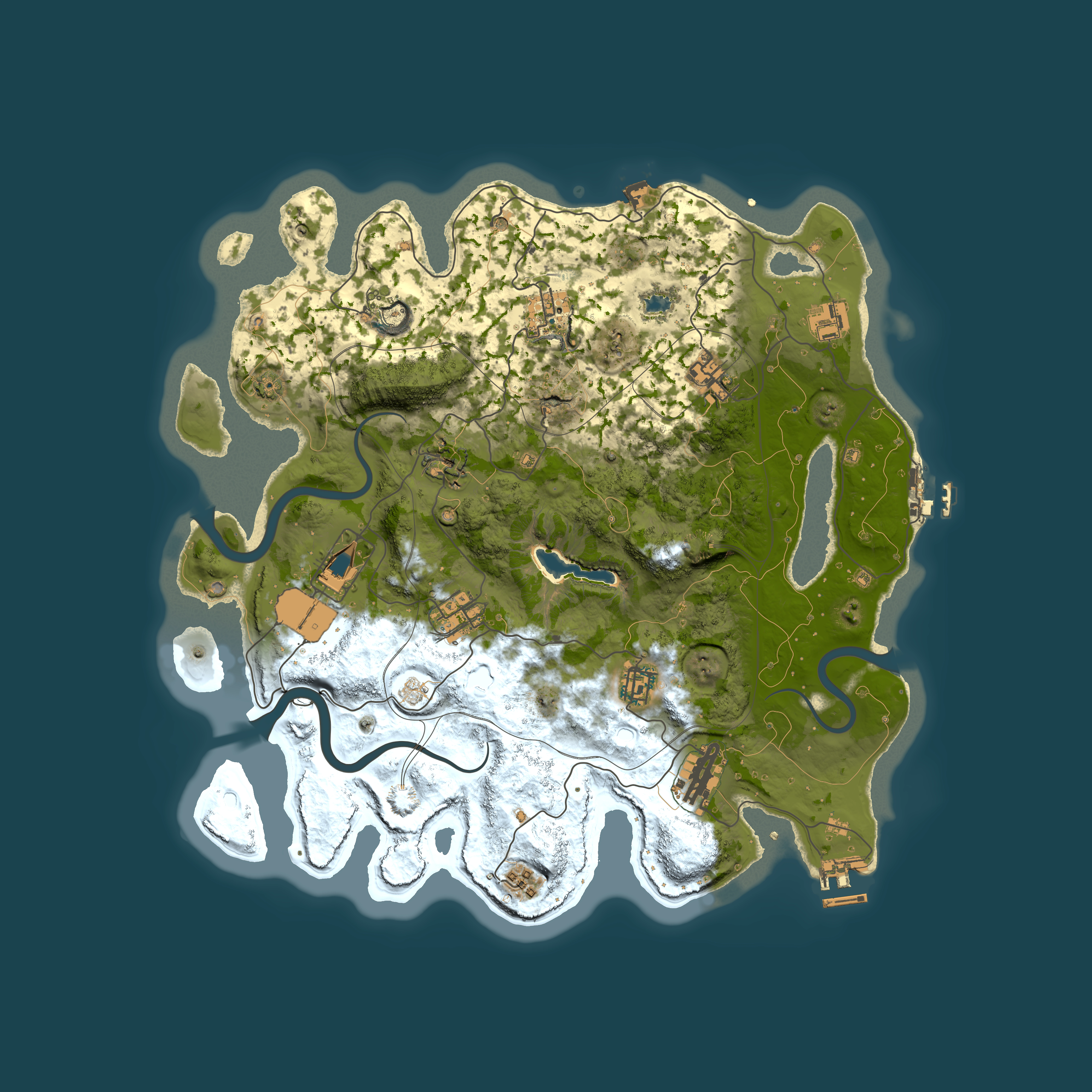 Full top-down render of Rust map seed 1337, 3800x3800m