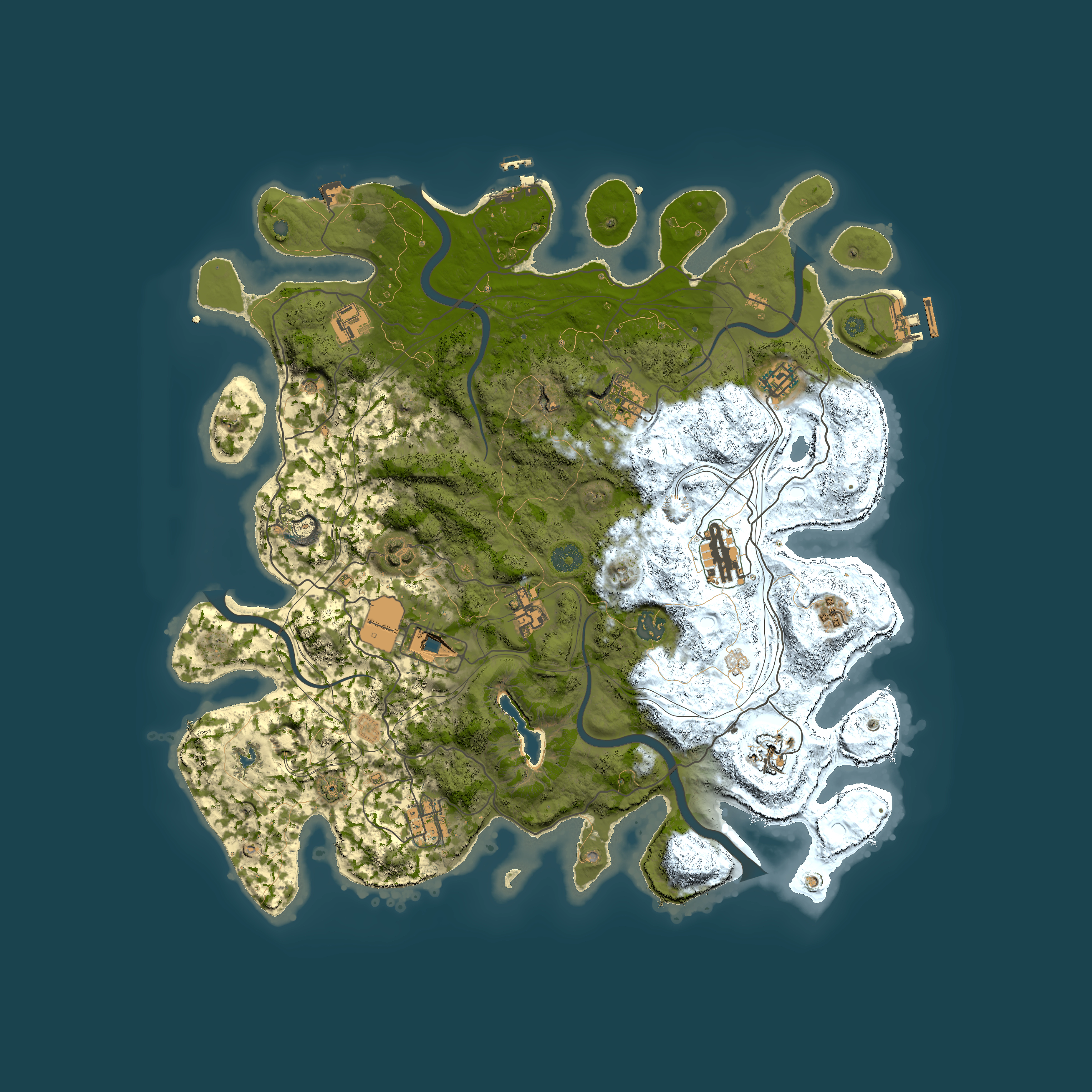 Full top-down render of Rust map seed 0, 4250x4250m