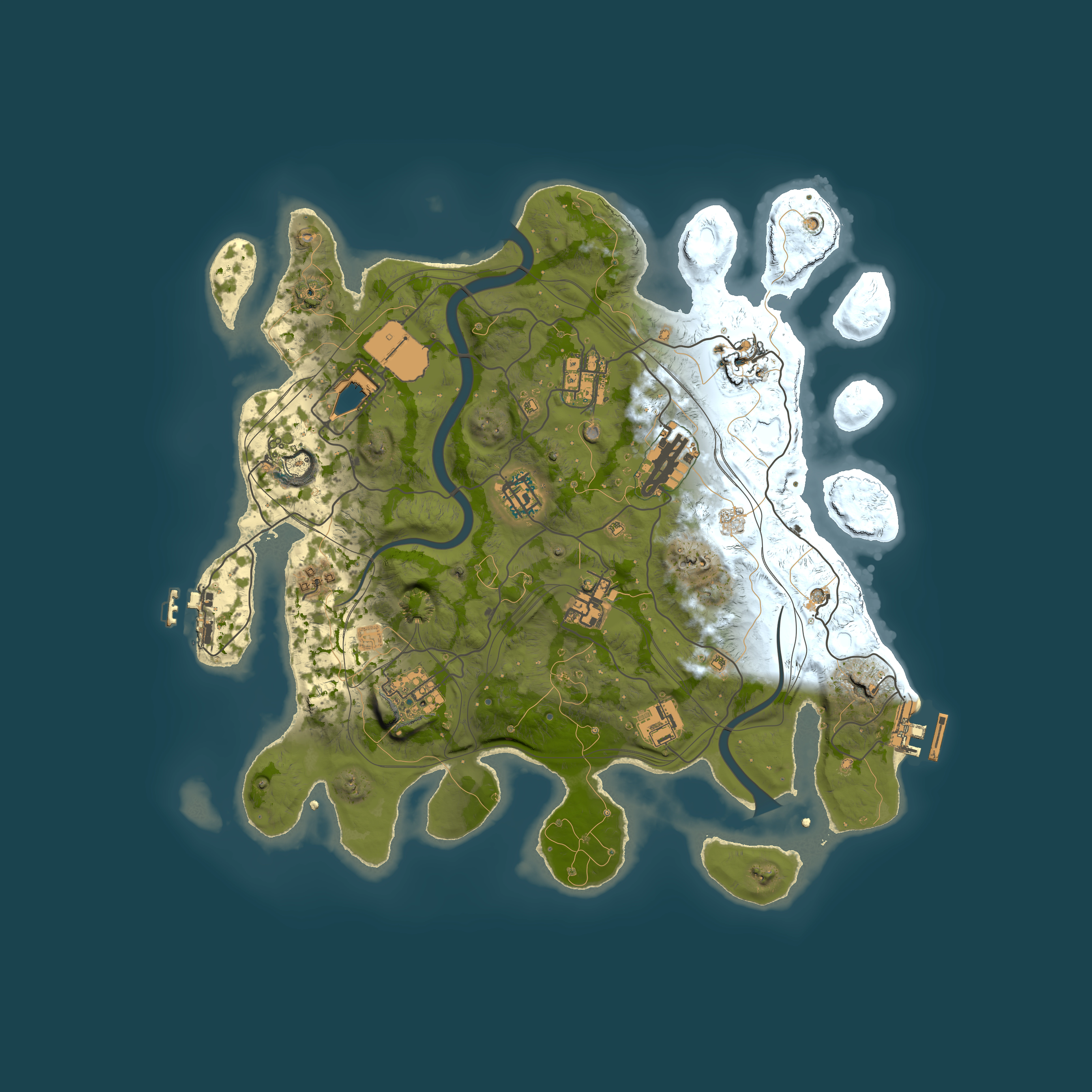 Full top-down render of Rust map seed 1112022, 3500x3500m
