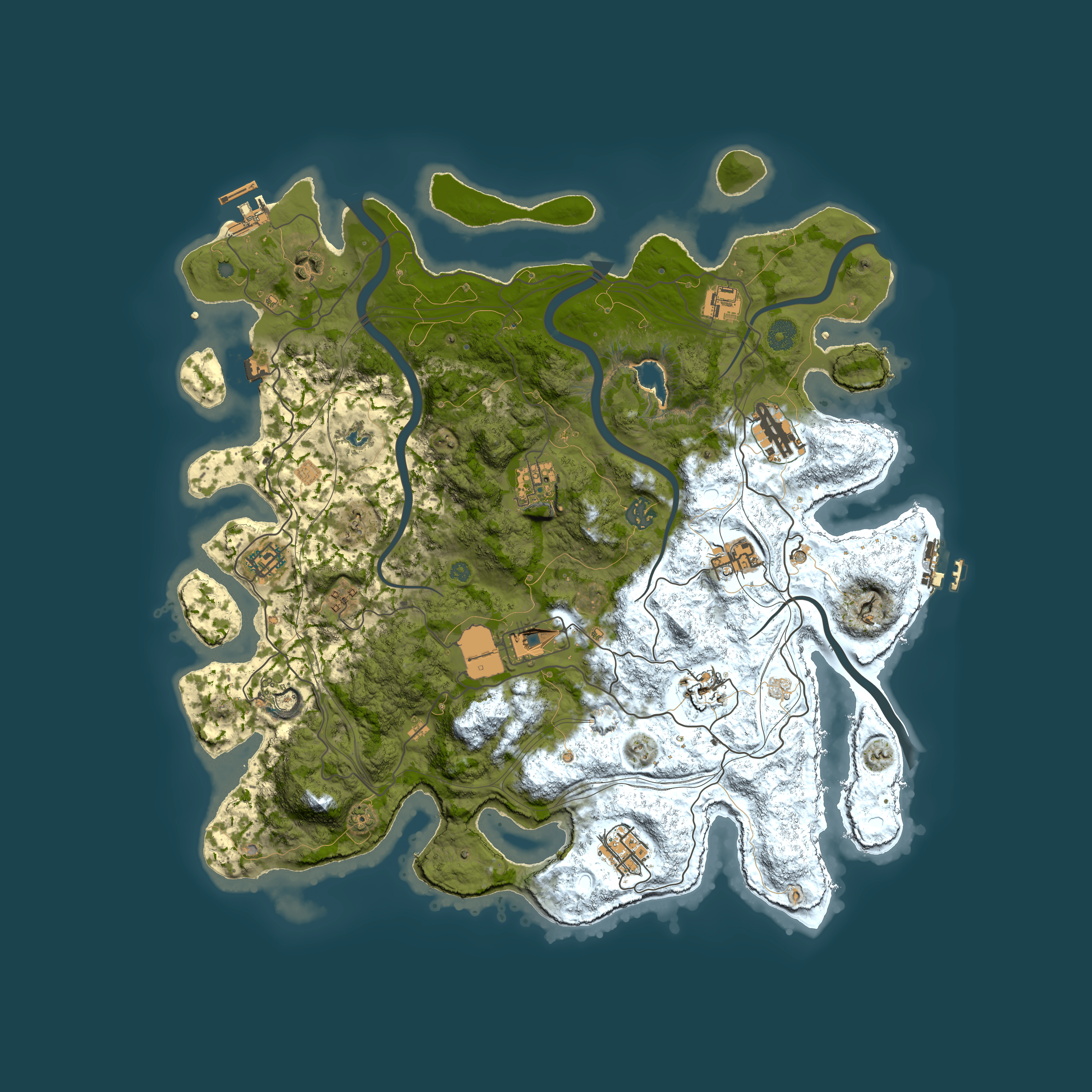 Full top-down render of Rust map seed 0, 4250x4250m