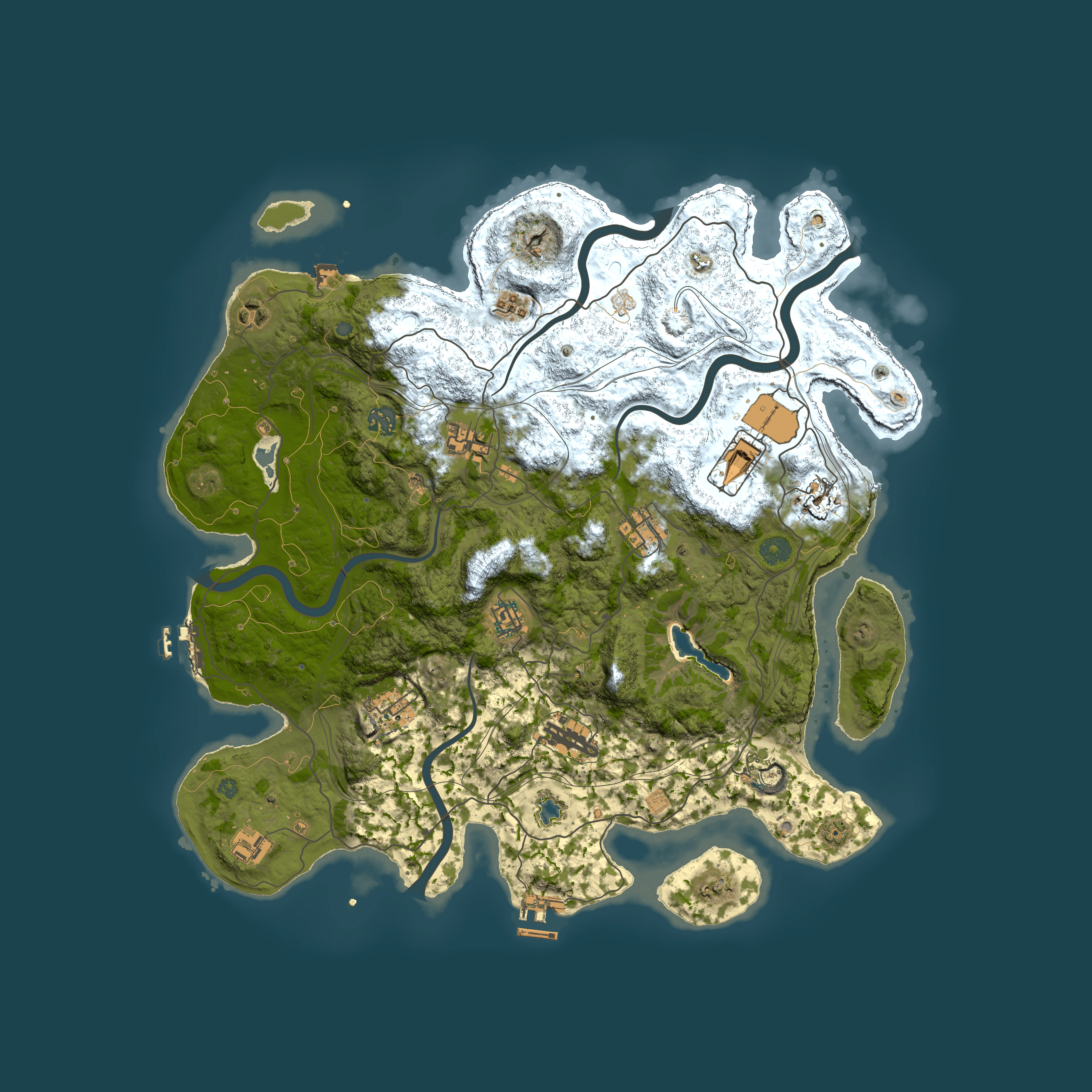 Full top-down render of Rust map seed 0, 4250x4250m