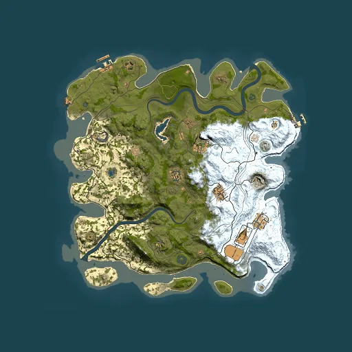 Rust map seed 32909, 4000x4000m top-down preview