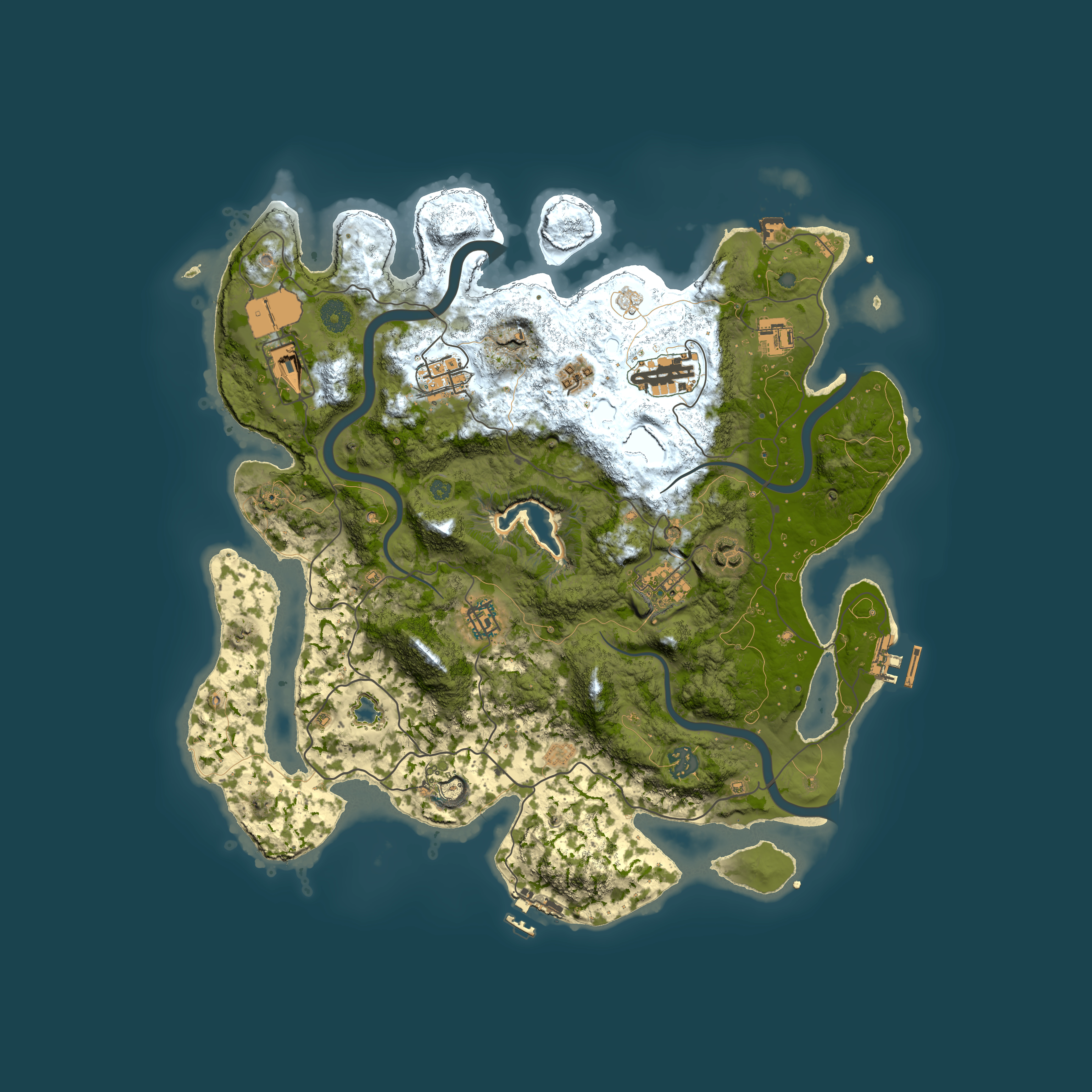 Full top-down render of Rust map seed 993061680, 4000x4000m