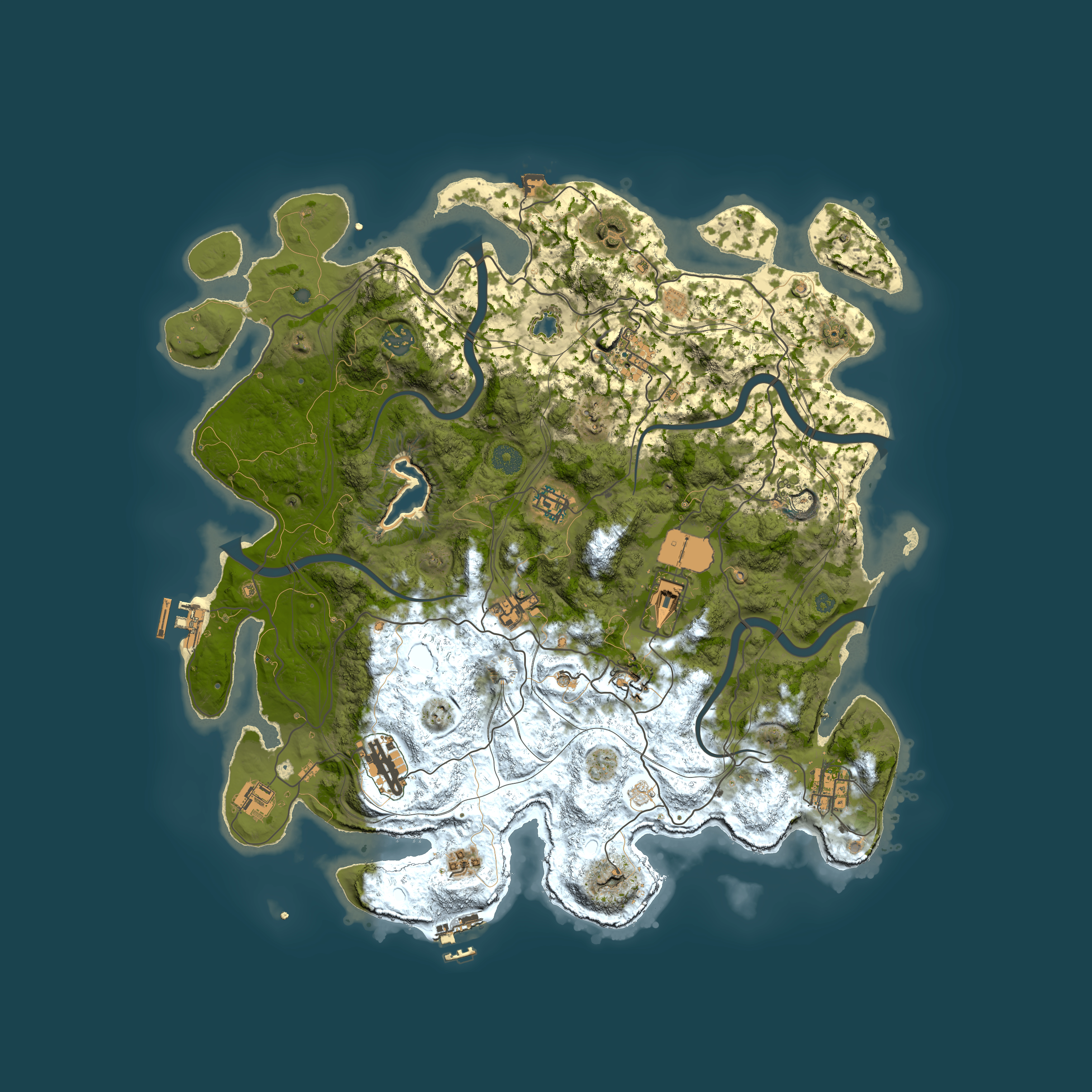 Full top-down render of Rust map seed 0, 4250x4250m