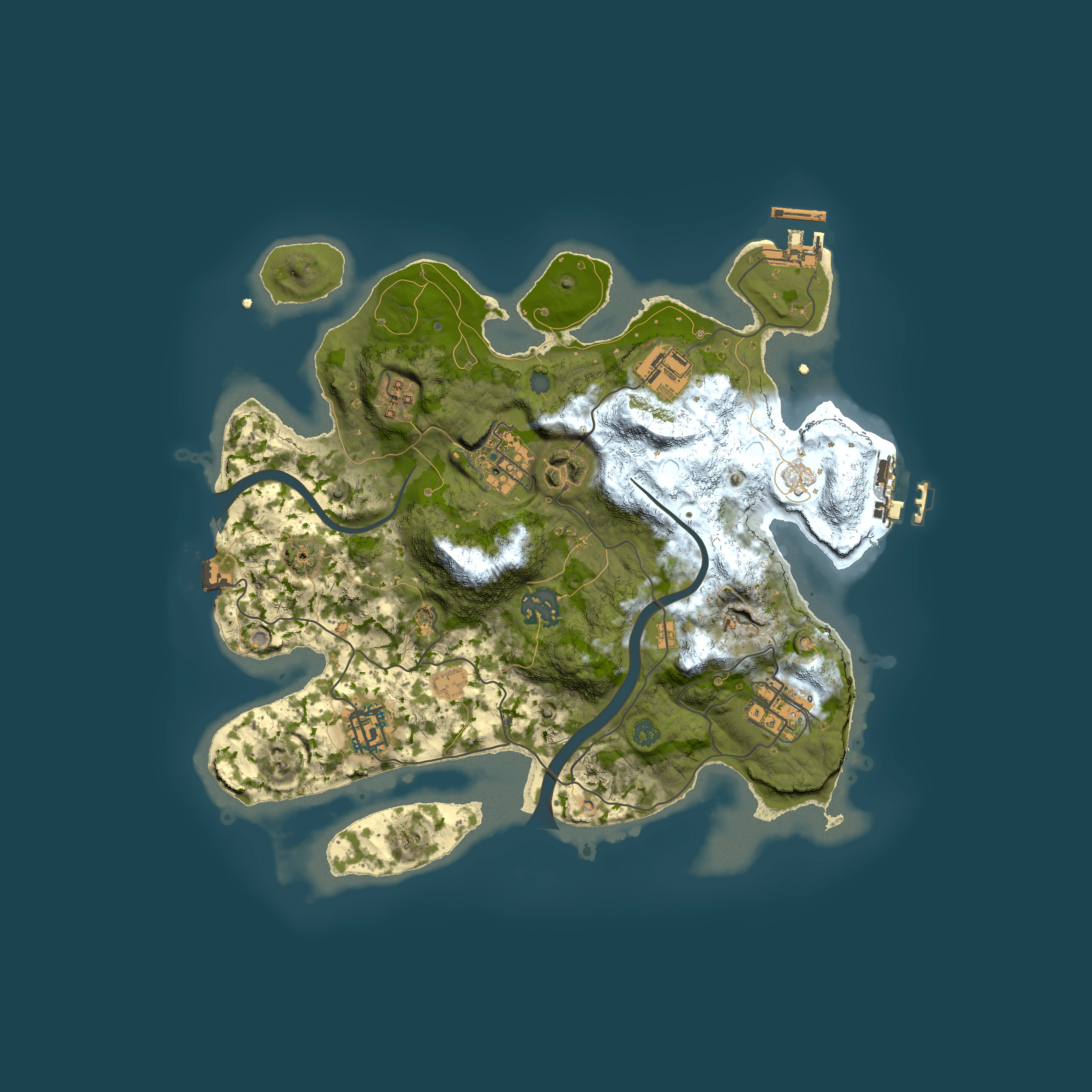 Full top-down render of Rust map seed 118175977, 3000x3000m