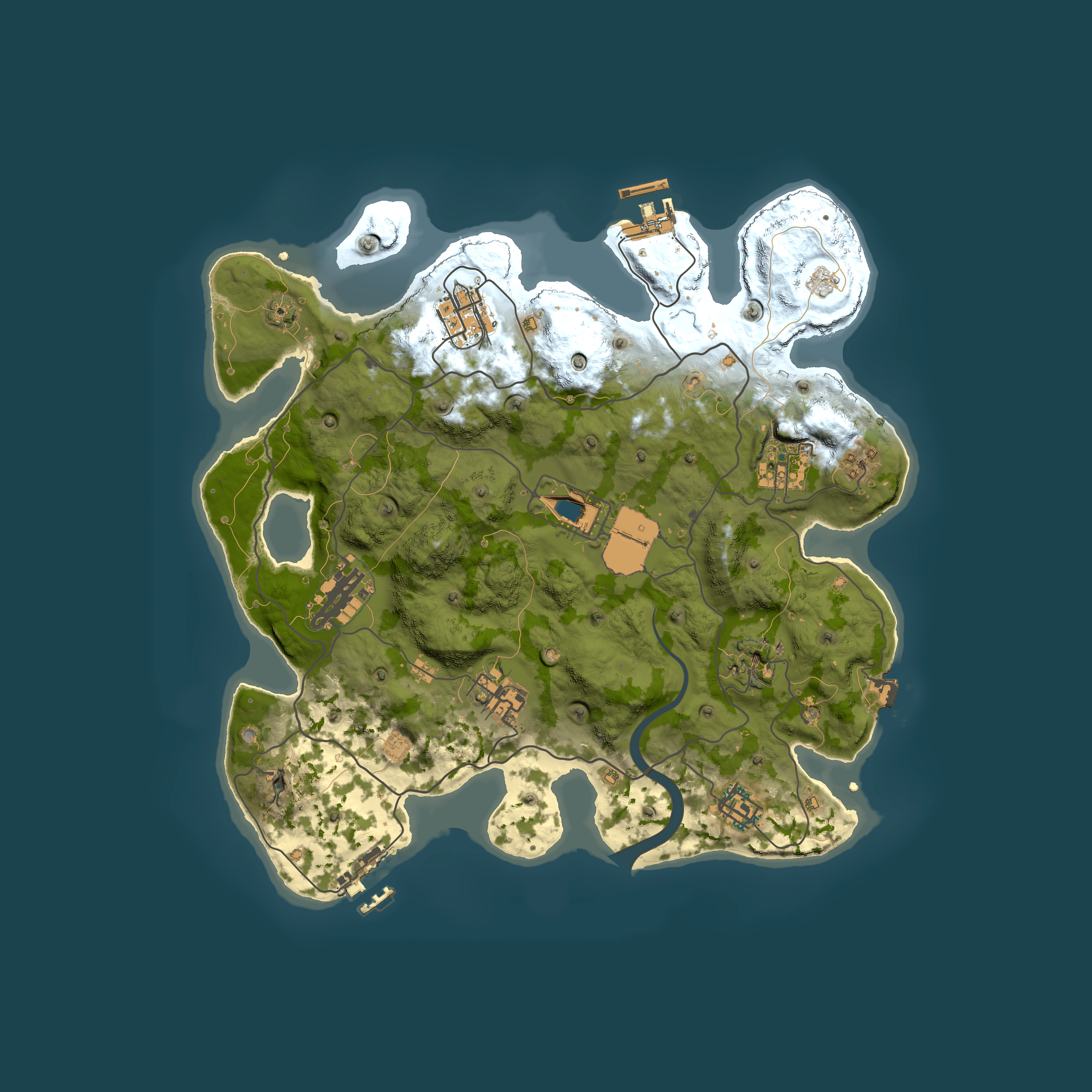 Full top-down render of Rust map seed 1337, 3351x3351m