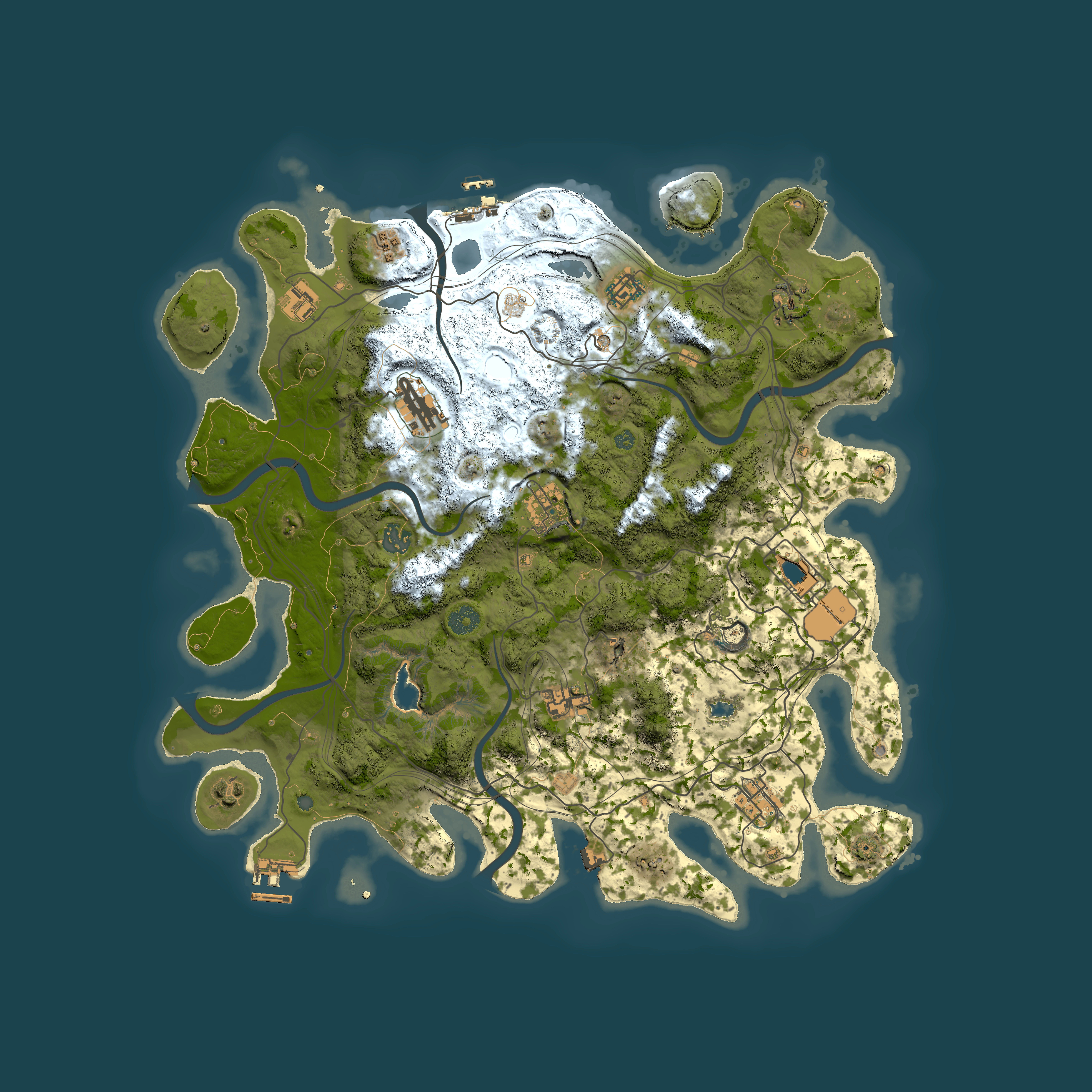 Full top-down render of Rust map seed 0, 4250x4250m