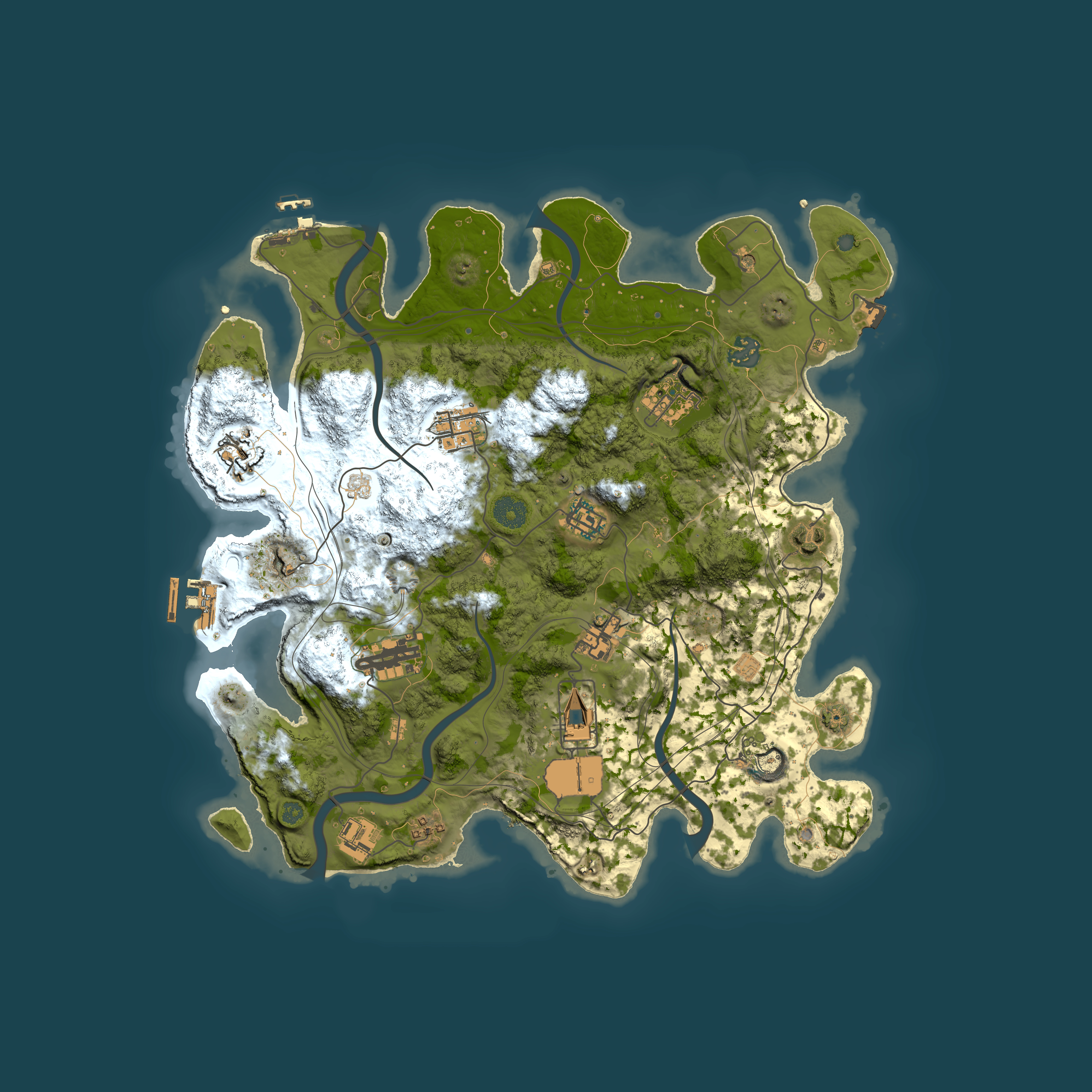 Full top-down render of Rust map seed 1337, 3800x3800m