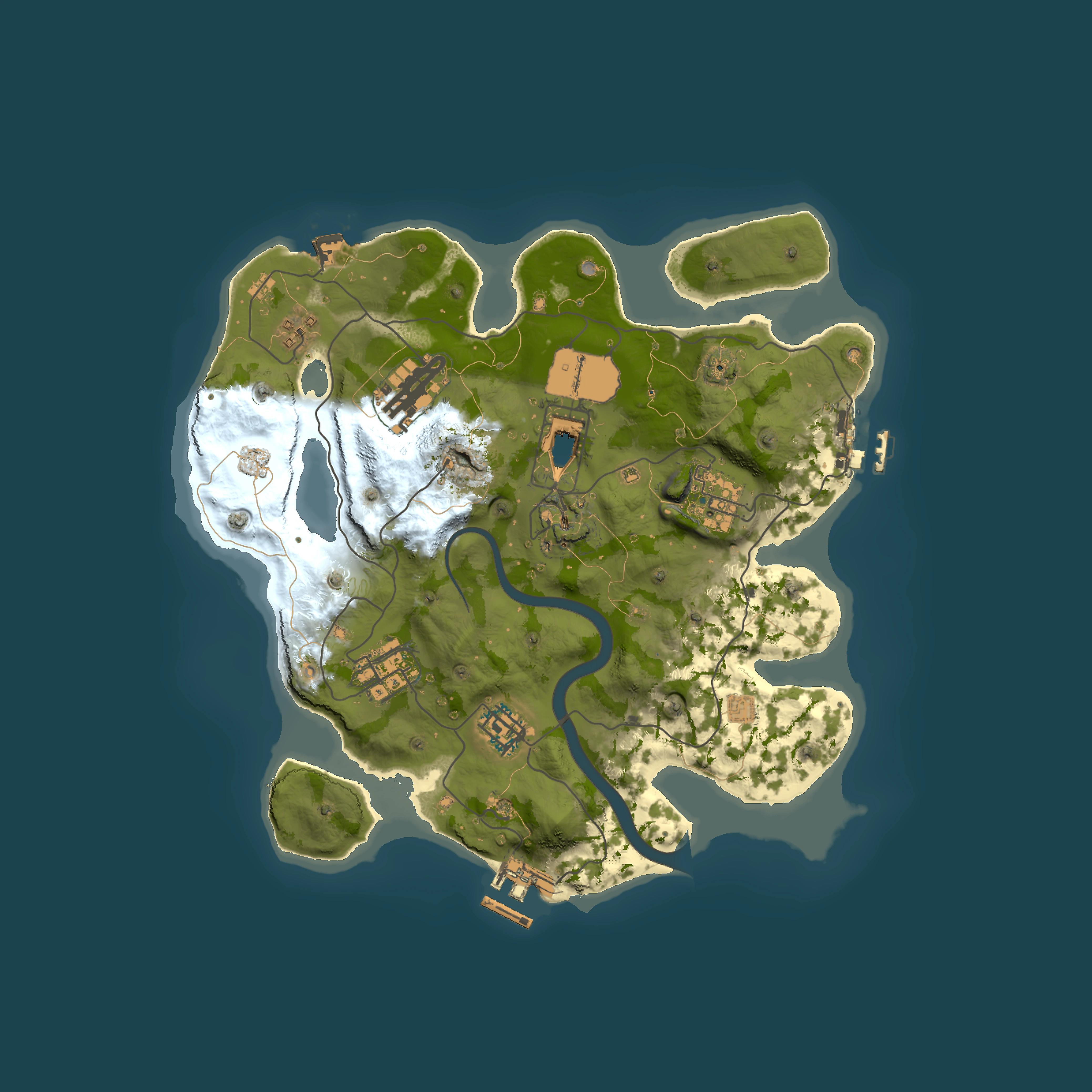 Full top-down render of Rust map seed 1337, 3001x3001m