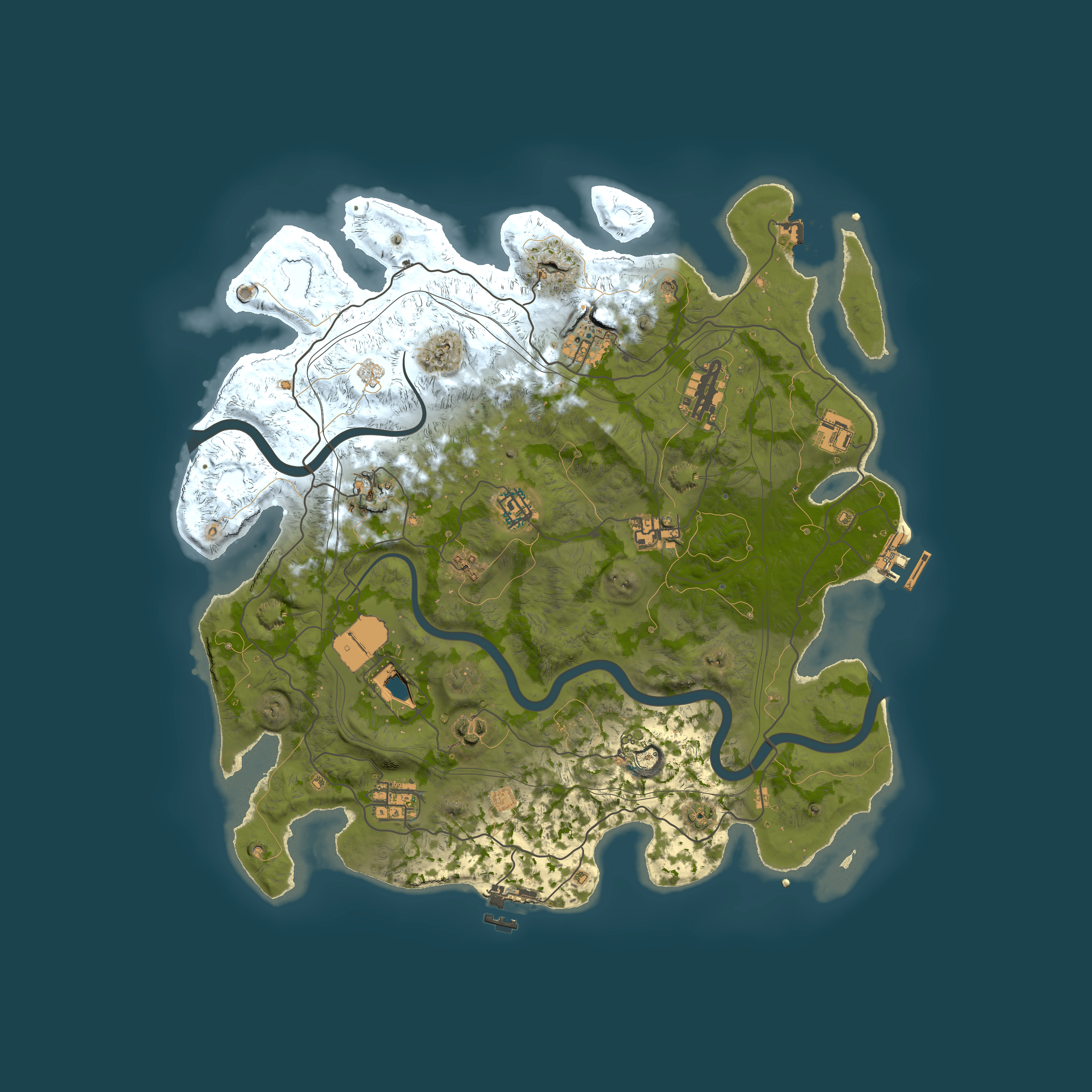 Full top-down render of Rust map seed 1895460955, 4000x4000m