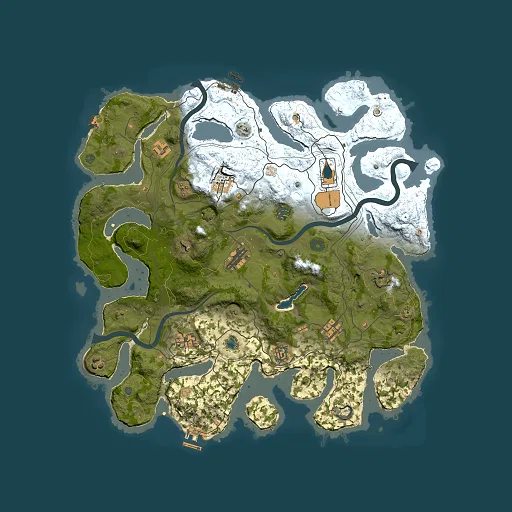 Rust map seed 1, 4200x4200m top-down preview