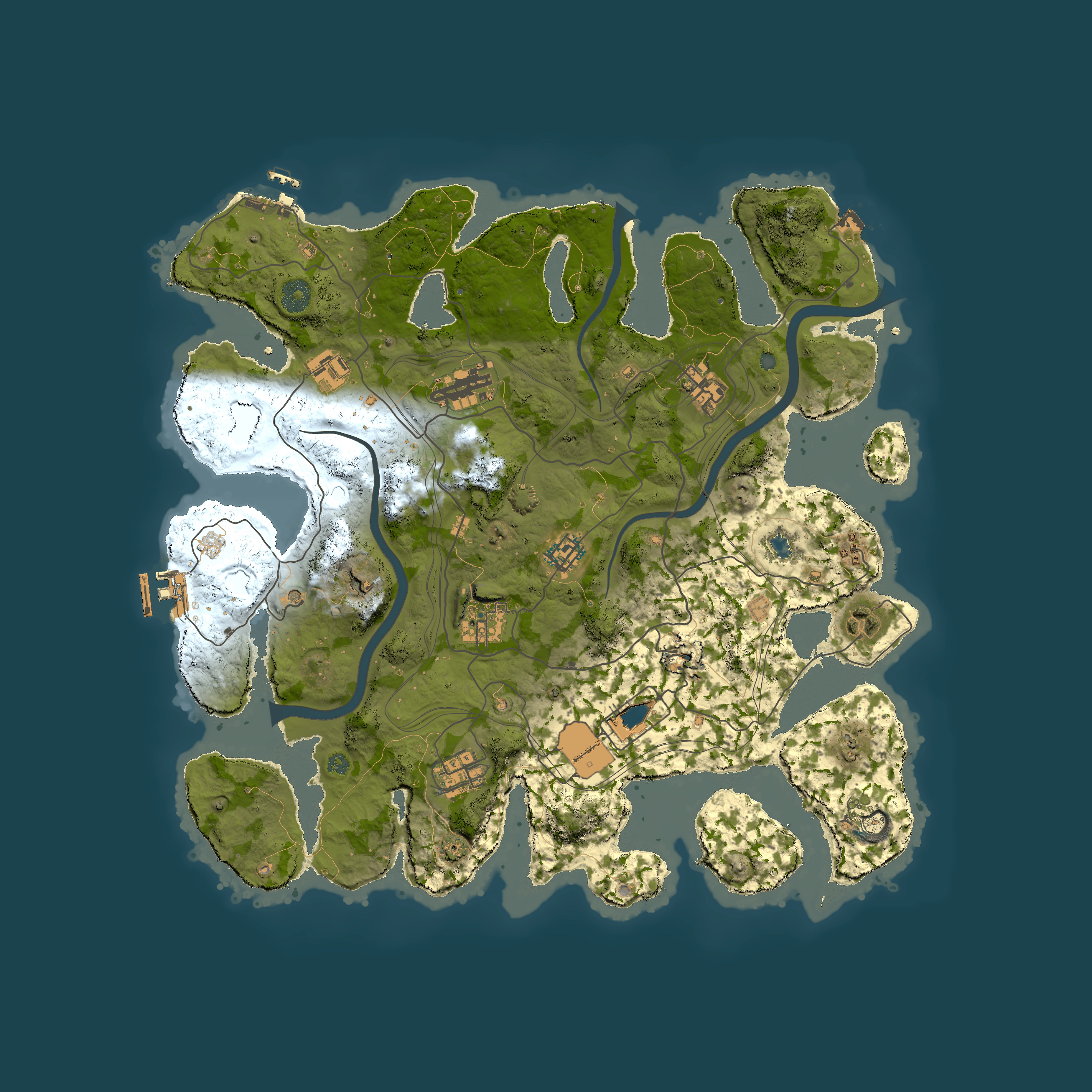 Full top-down render of Rust map seed 1305910209, 4000x4000m