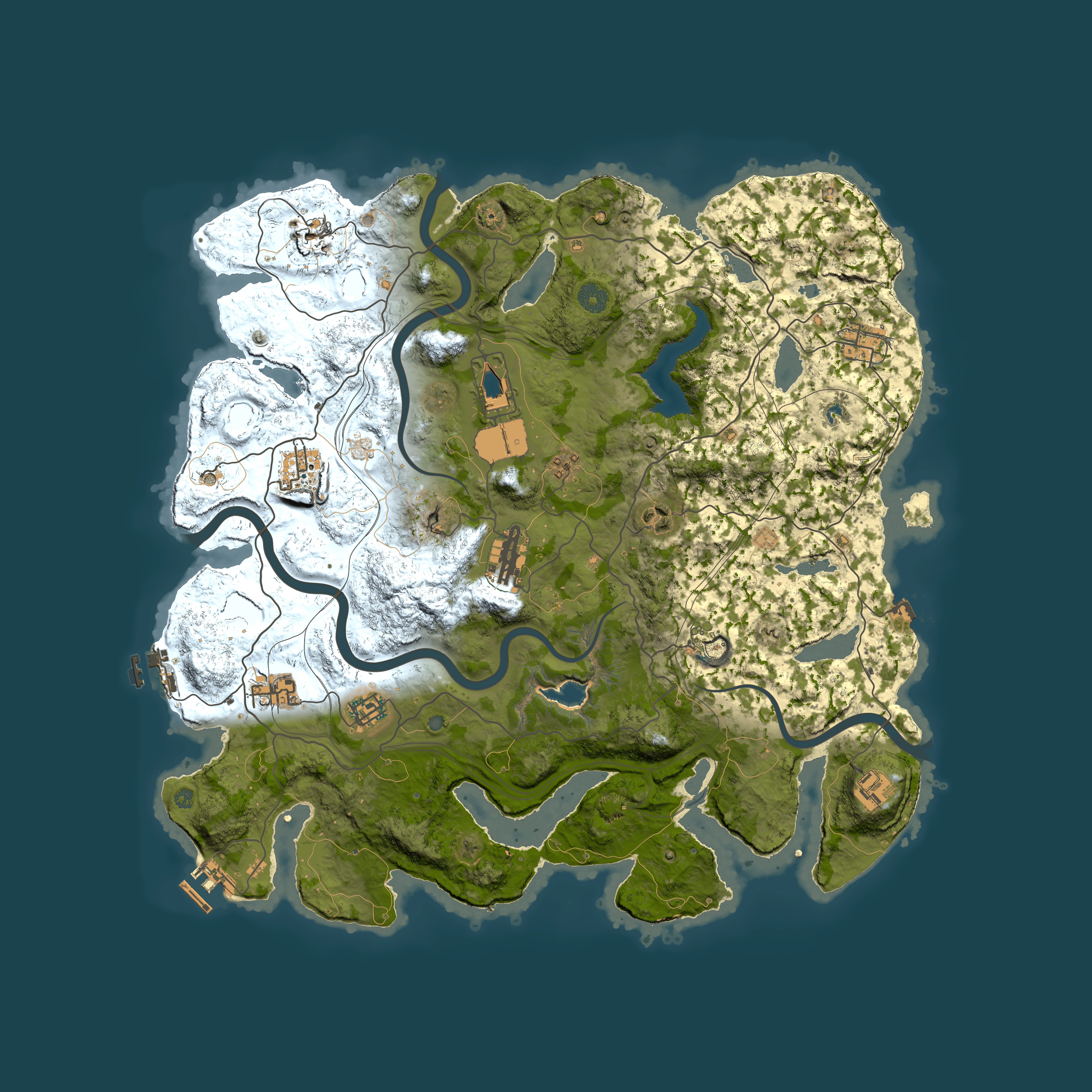 Full top-down render of Rust map seed 2186, 4250x4250m