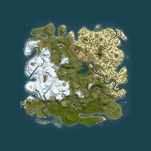Rust map seed 0, 4500x4500m top-down preview