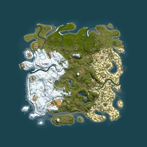 Rust map seed 0, 4500x4500m top-down preview
