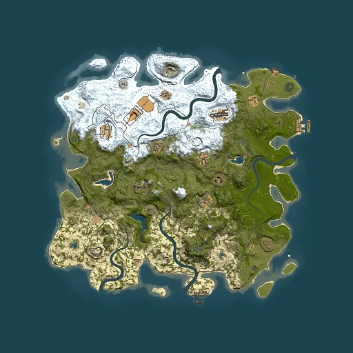 Rust map seed 0, 4500x4500m top-down preview