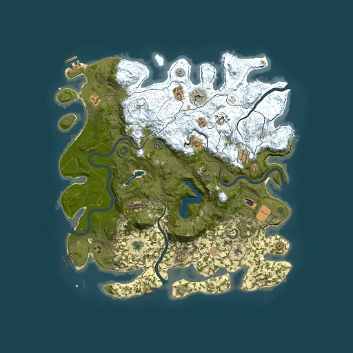 Rust map seed 0, 4500x4500m top-down preview
