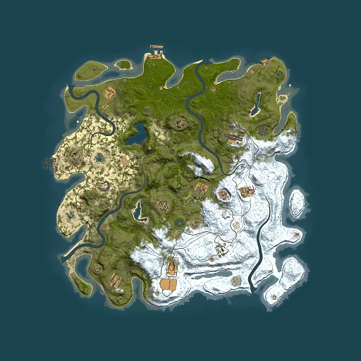 Rust map seed 0, 4500x4500m top-down preview