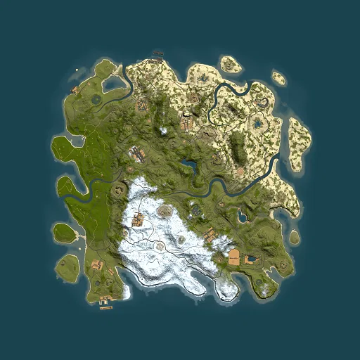 Rust map seed 0, 4500x4500m top-down preview