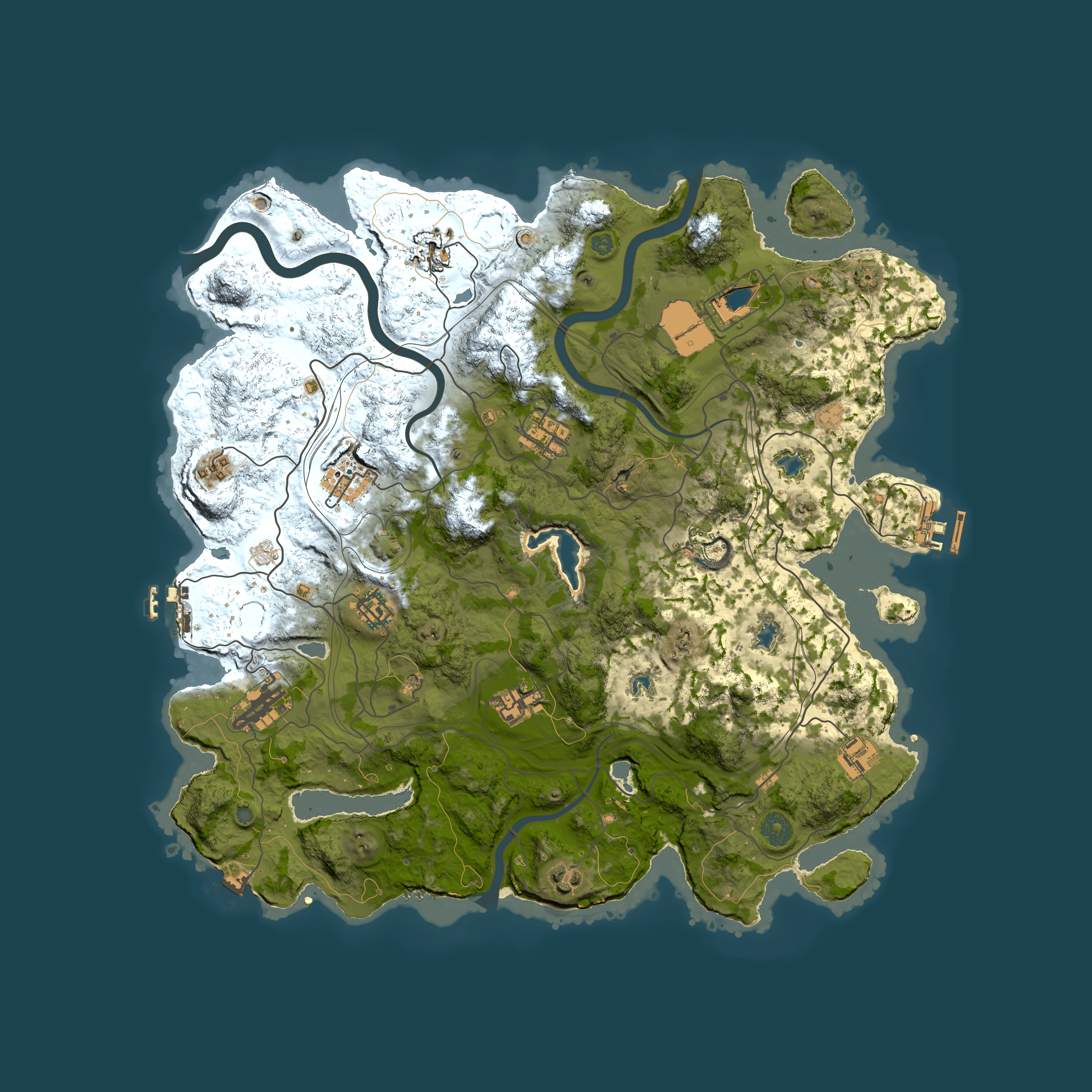 Full top-down render of Rust map seed 1631002616, 4000x4000m