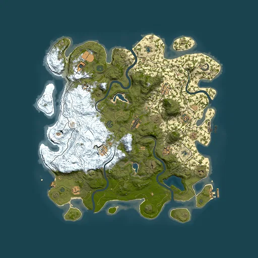 Rust map seed 0, 4500x4500m top-down preview