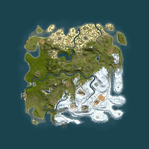Rust map seed 0, 4500x4500m top-down preview