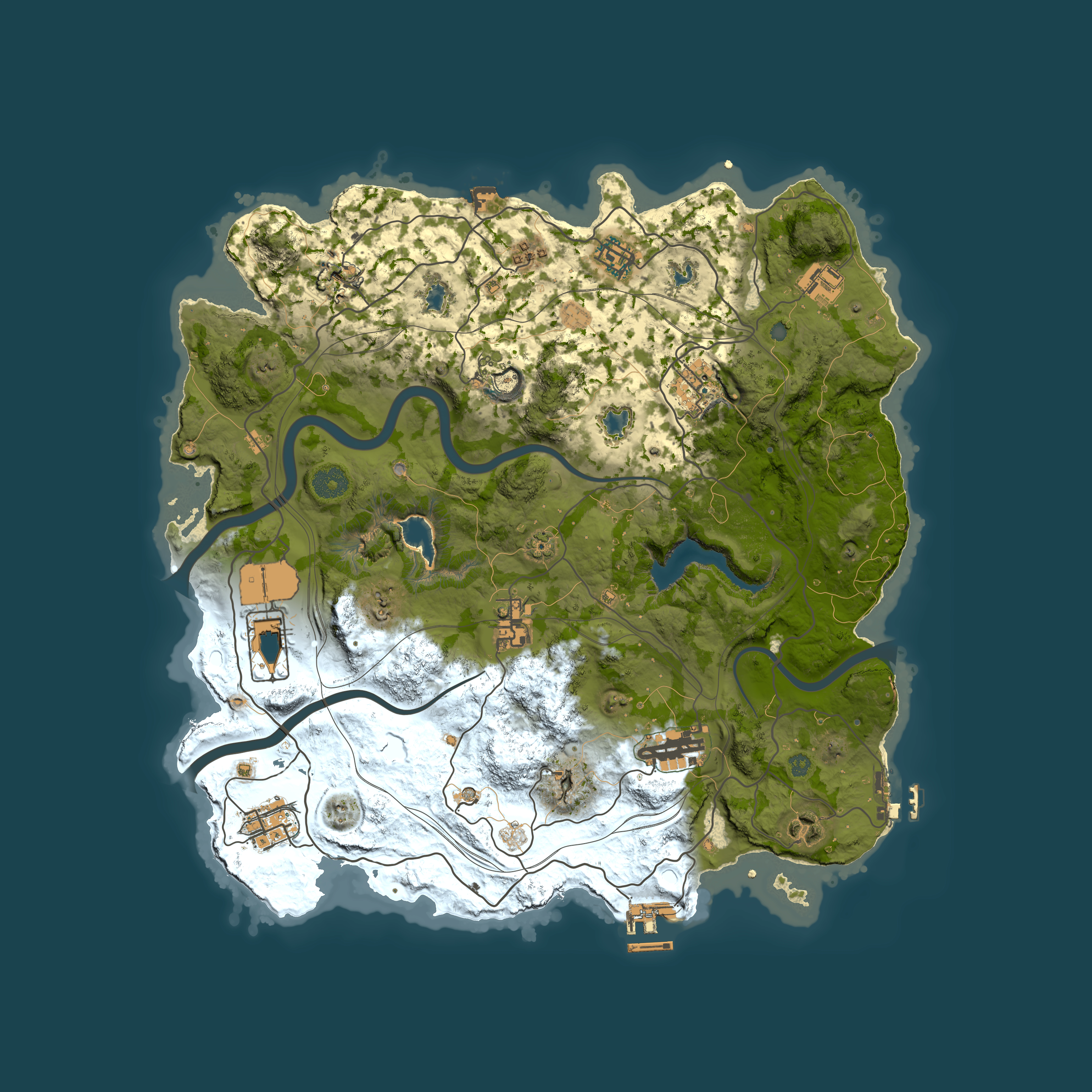 Full top-down render of Rust map seed 1820822114, 3750x3750m