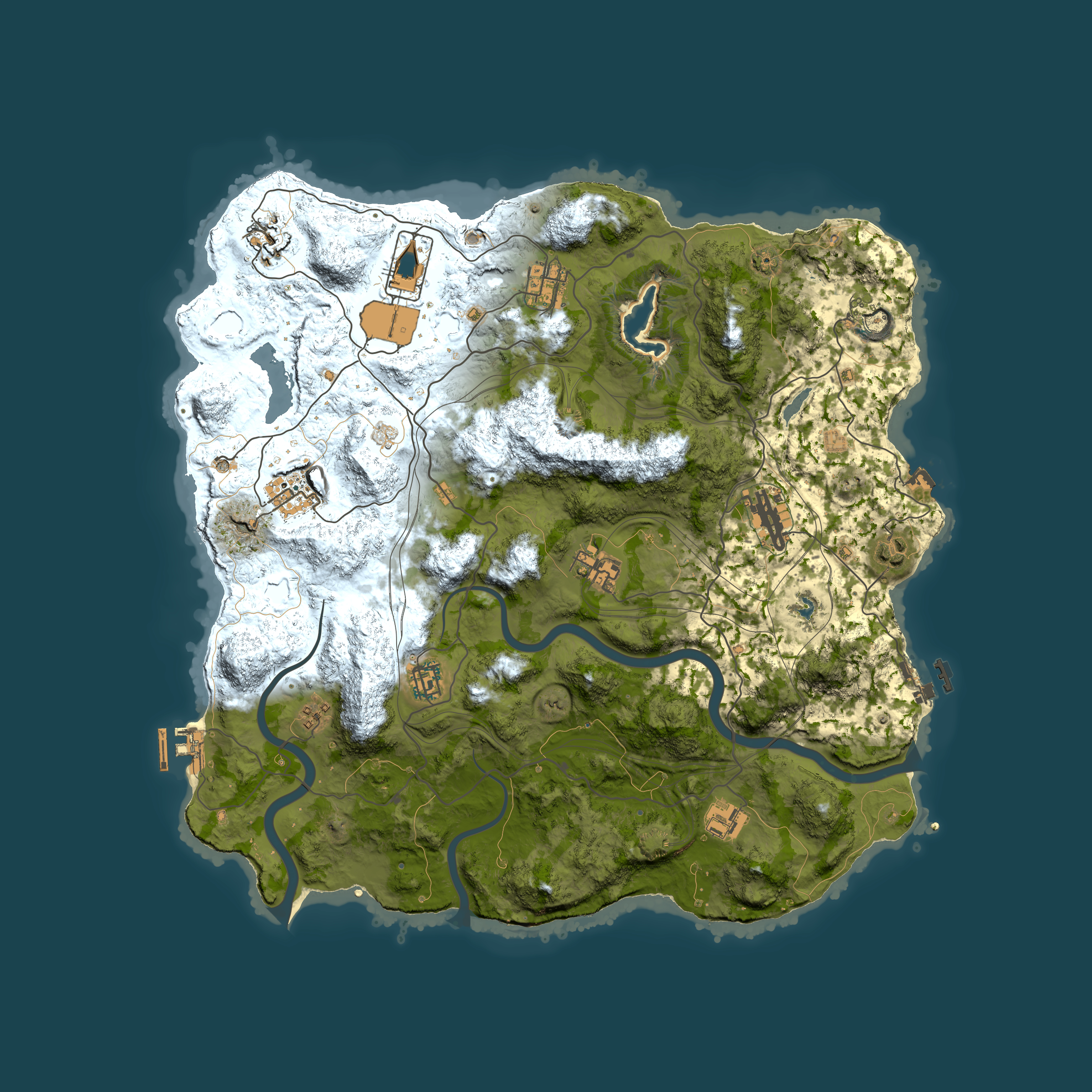 Full top-down render of Rust map seed 1337, 4000x4000m