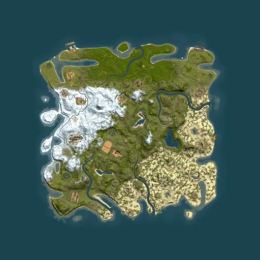 Rust map seed 0, 4500x4500m top-down preview