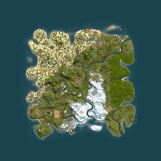 Rust map seed 0, 4250x4250m top-down preview