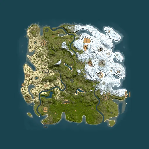 Rust map seed 0, 4500x4500m top-down preview