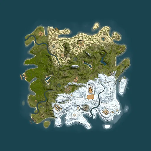 Rust map seed 0, 4500x4500m top-down preview