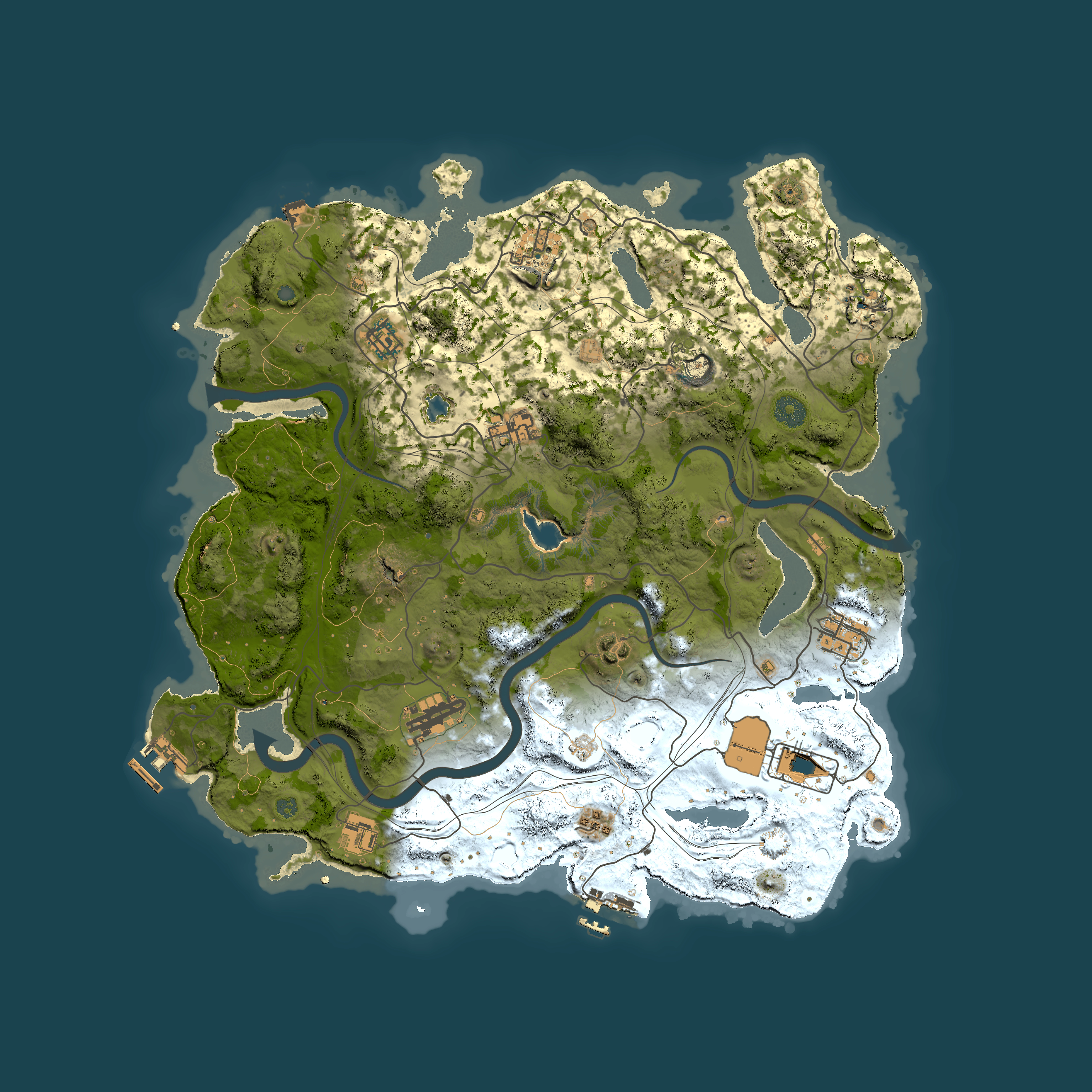Full top-down render of Rust map seed 1009727972, 4000x4000m
