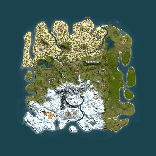 Rust map seed 0, 5000x5000m top-down preview